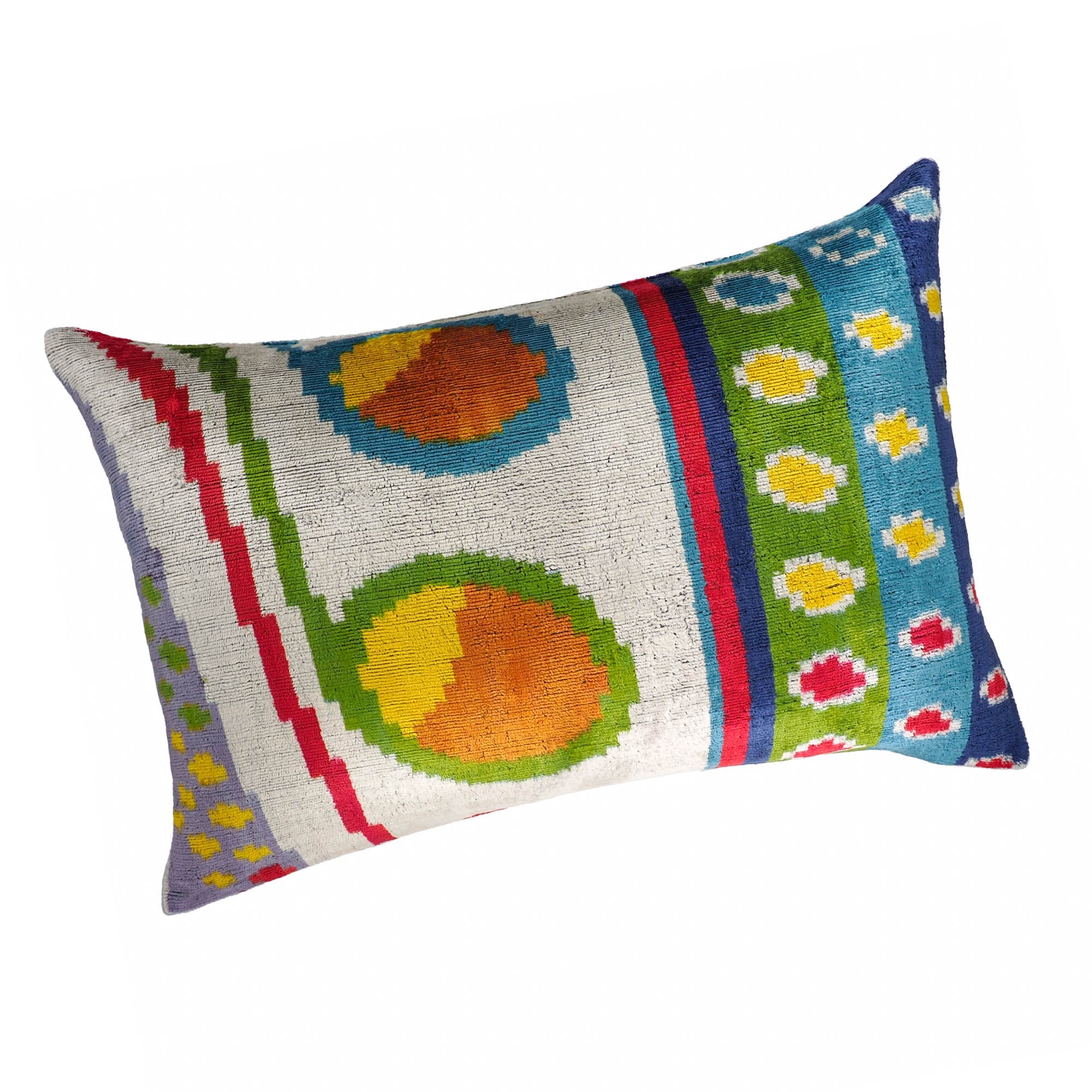Circus Silk Velvet Ikat Throw Pillow Cover, 16 x 24