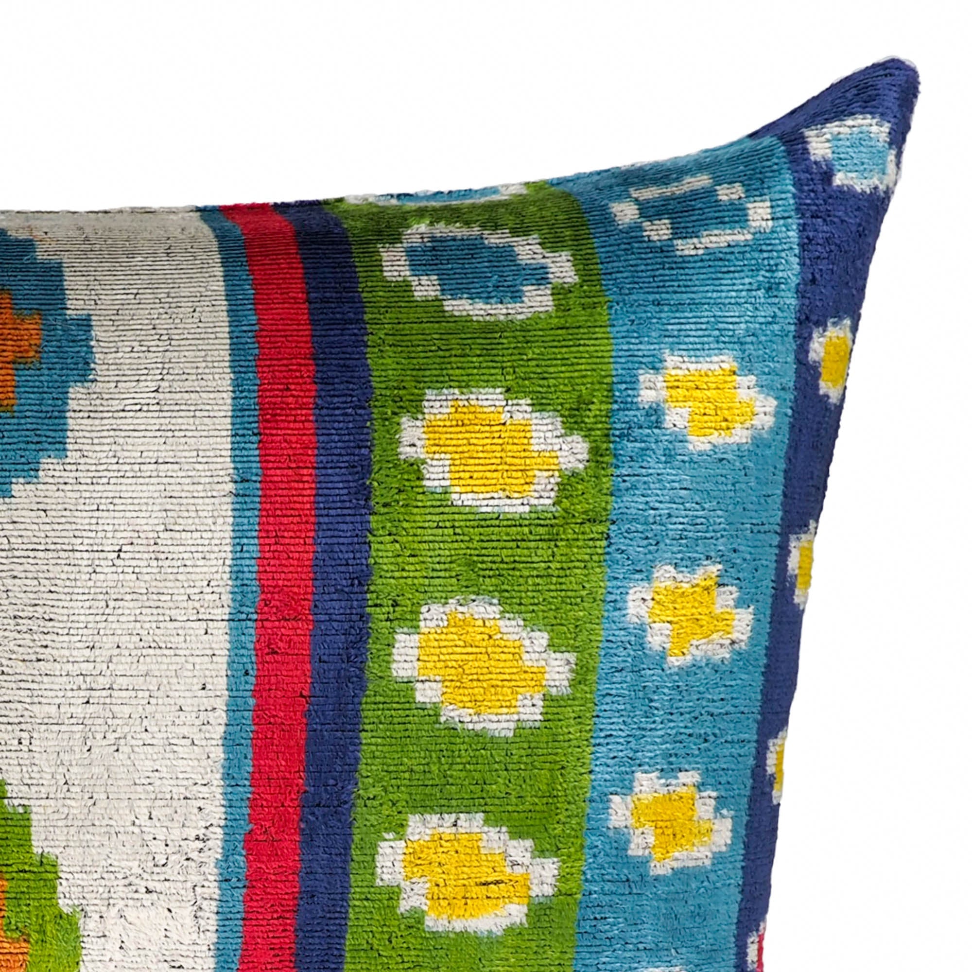 Circus Silk Velvet Ikat Throw Pillow Cover, 16 x 24