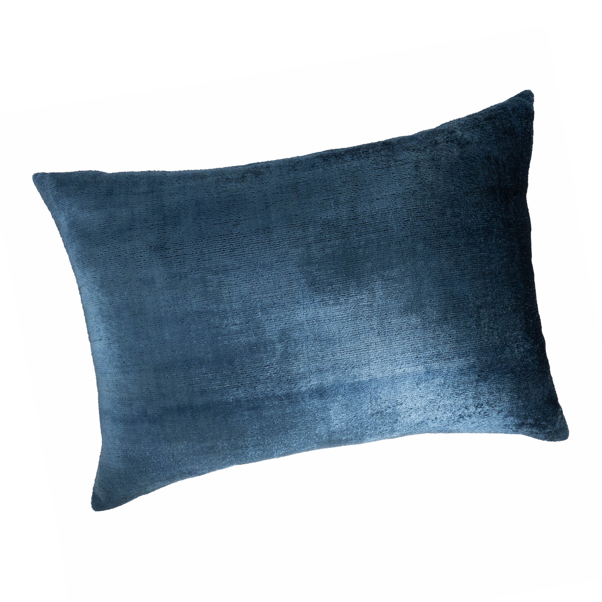 Coastal Blue Silk Velvet Ikat Pillow Cover, 16 x 24