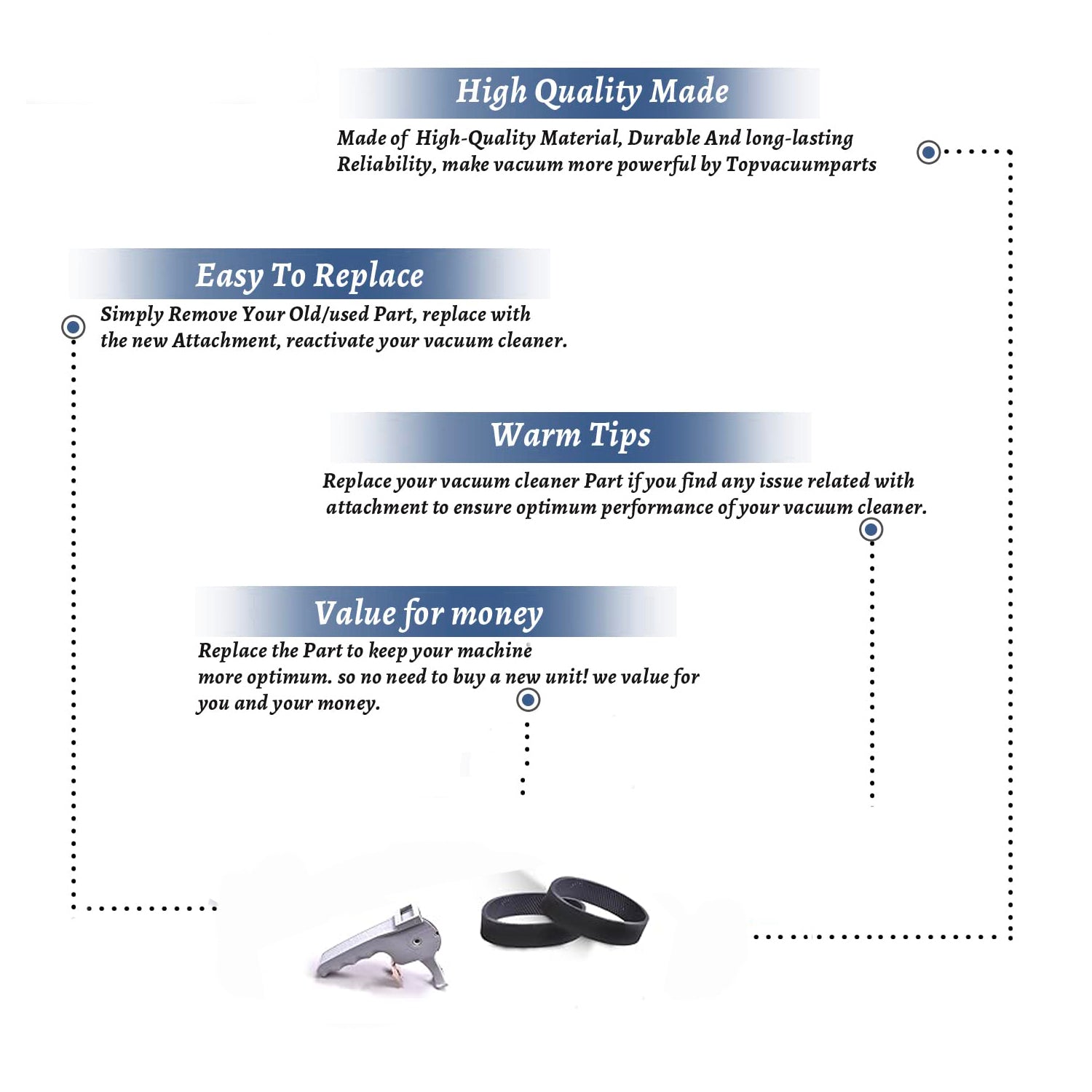 Topvacuumparts Replacement For Kirby Generation 3 Portable Handle Assembly with 2 Belts Compare to Part 201301,301289S