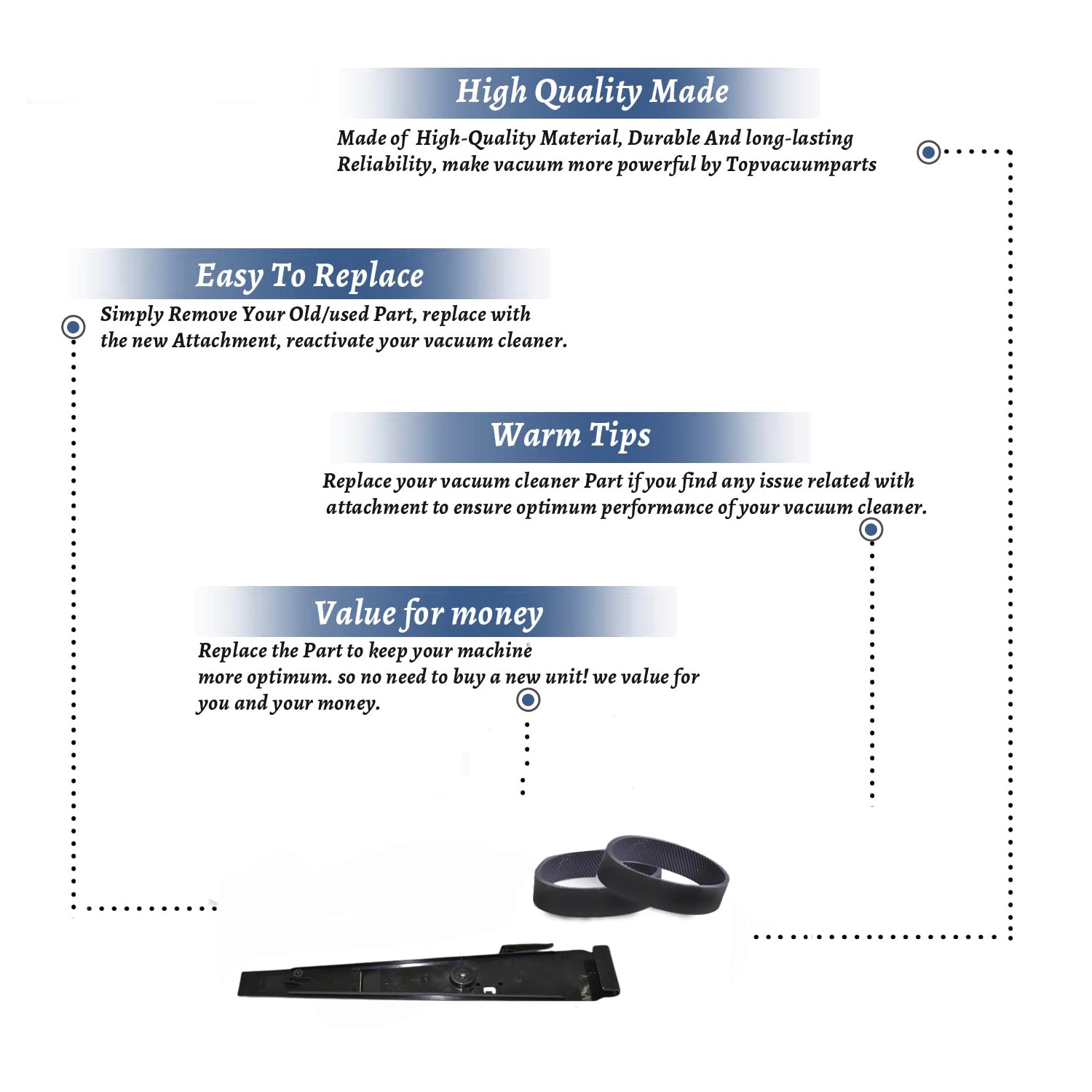 Topvacuumparts Replacement For Kirby Vacuum Cleaner Handle Fork Rear Cover Assembly With 2 Belts compare to part 673701S, 301289S