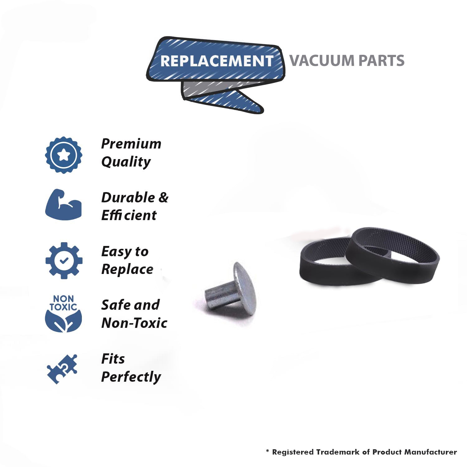 Topvacuumparts Replacement For Kirby Vacuum Cleaner Bottom Plate Latch Rivet with 2 Belts Compare to Part 141381A, 301289S