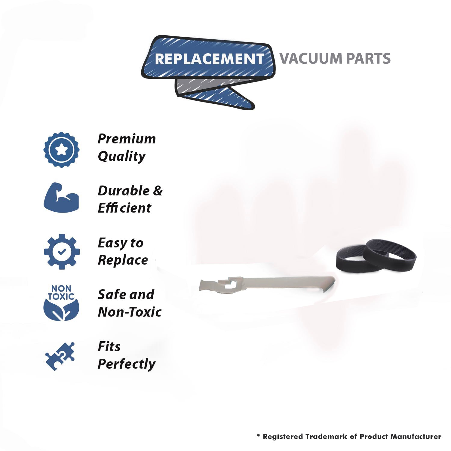Topvacuumparts Replacement For Kirby Vacuum Cleaner Right Trim Strip Cover with 2 Belts Compare to Part 630889S, 301289S