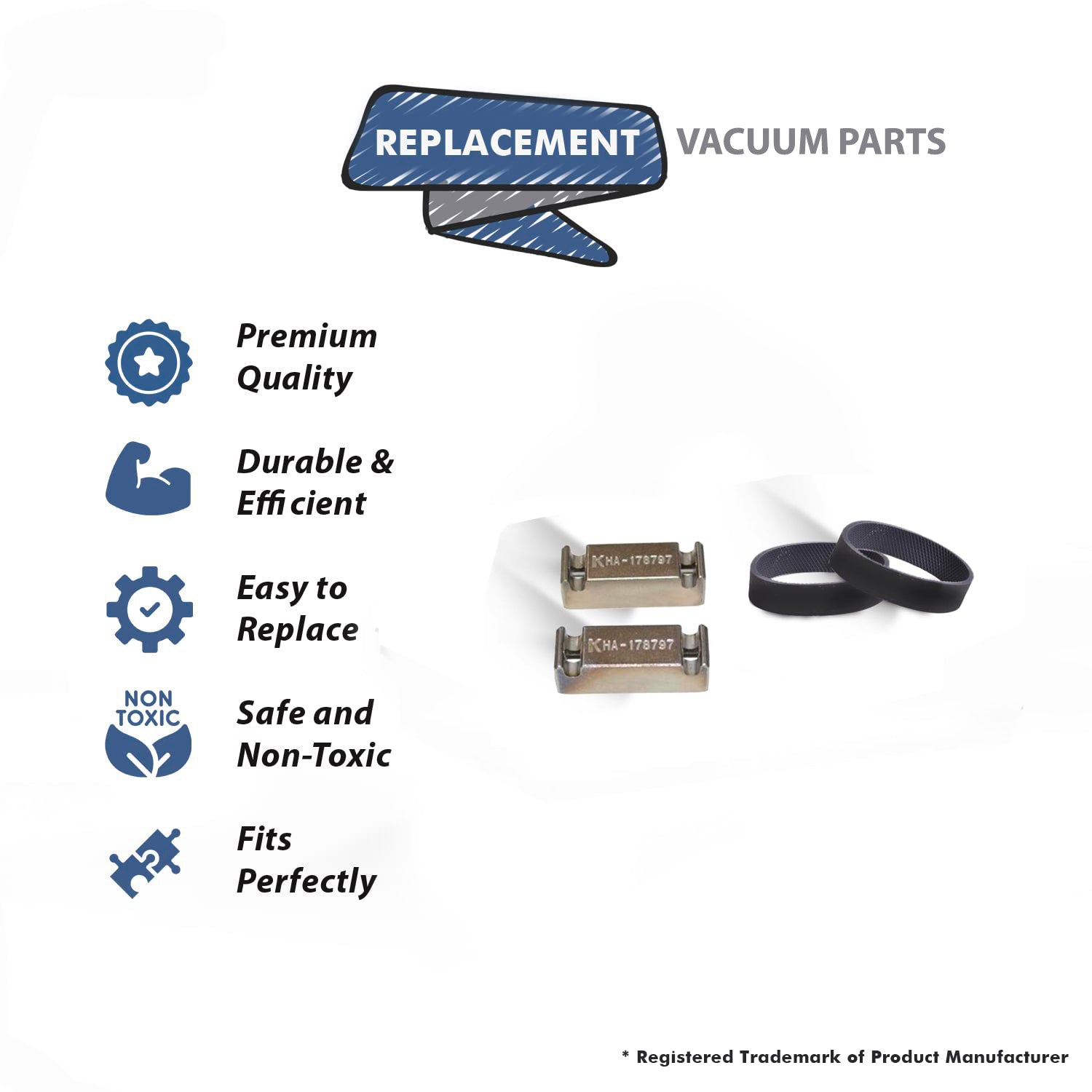 Topvacuumparts Replacement For Kirby Vacuum Cleaner 2 Guide Block with 2 Belts Compare to Part 178797S, 301289S