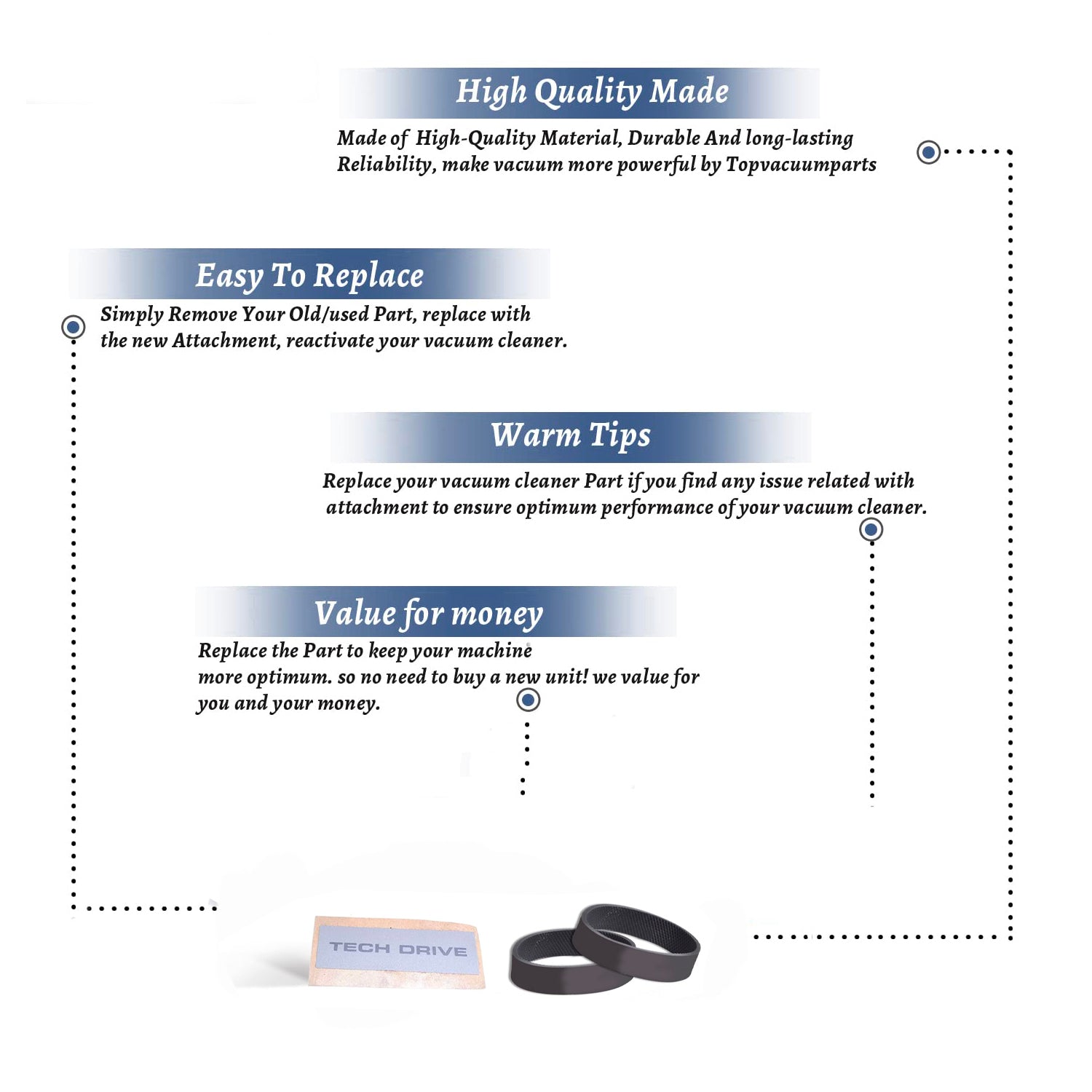 Topvacuumparts Replacement For Kirby Vacuum Cleaner Belt Lifter Label with 2 Belts Compare to Part 673689S, 301289S