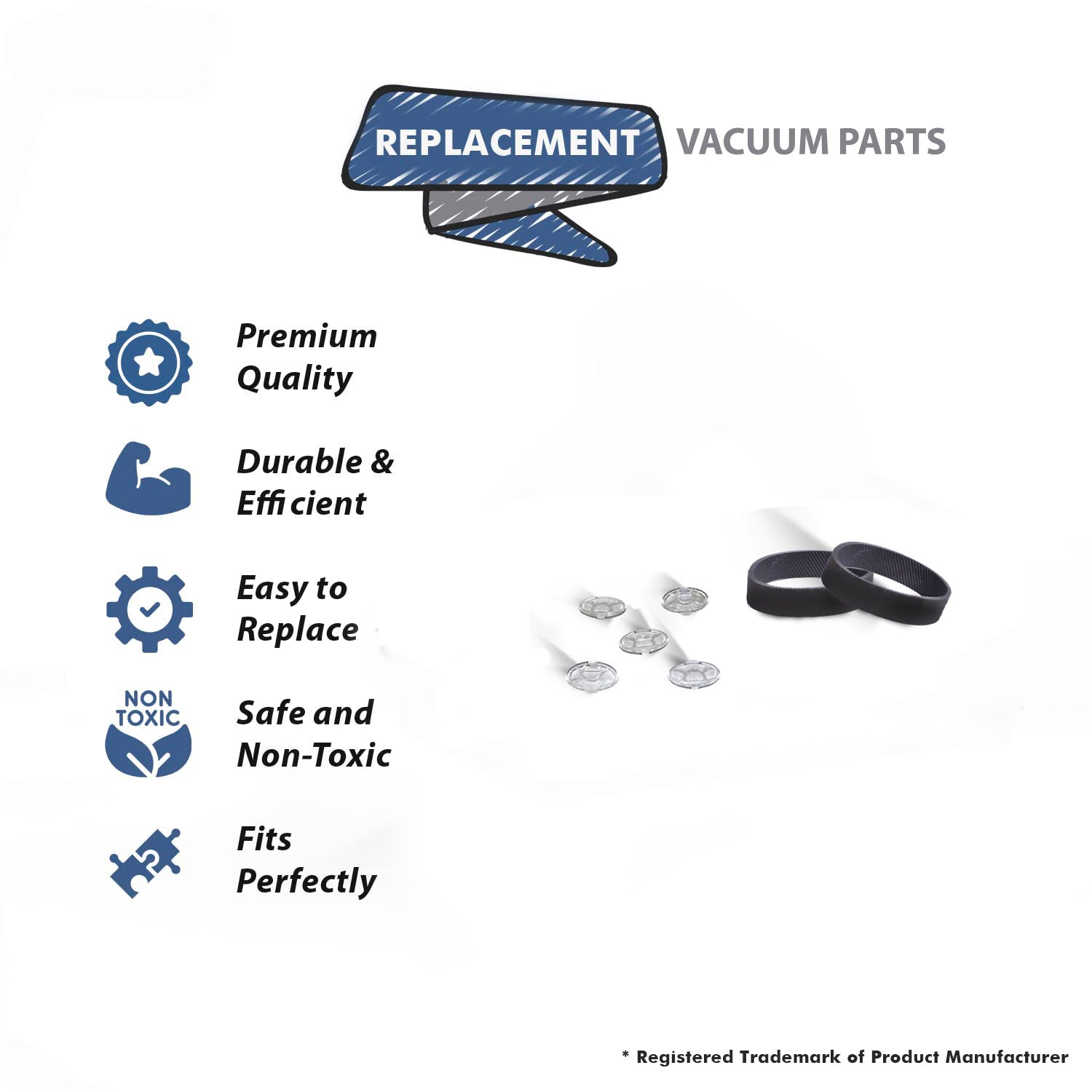 Topvacuumparts Replacement For Kirby Sentria Vacuum Cleaner Headlight Lens Cover 5PK with Free 2 Belts Compare to Part 108506S, 301289S
