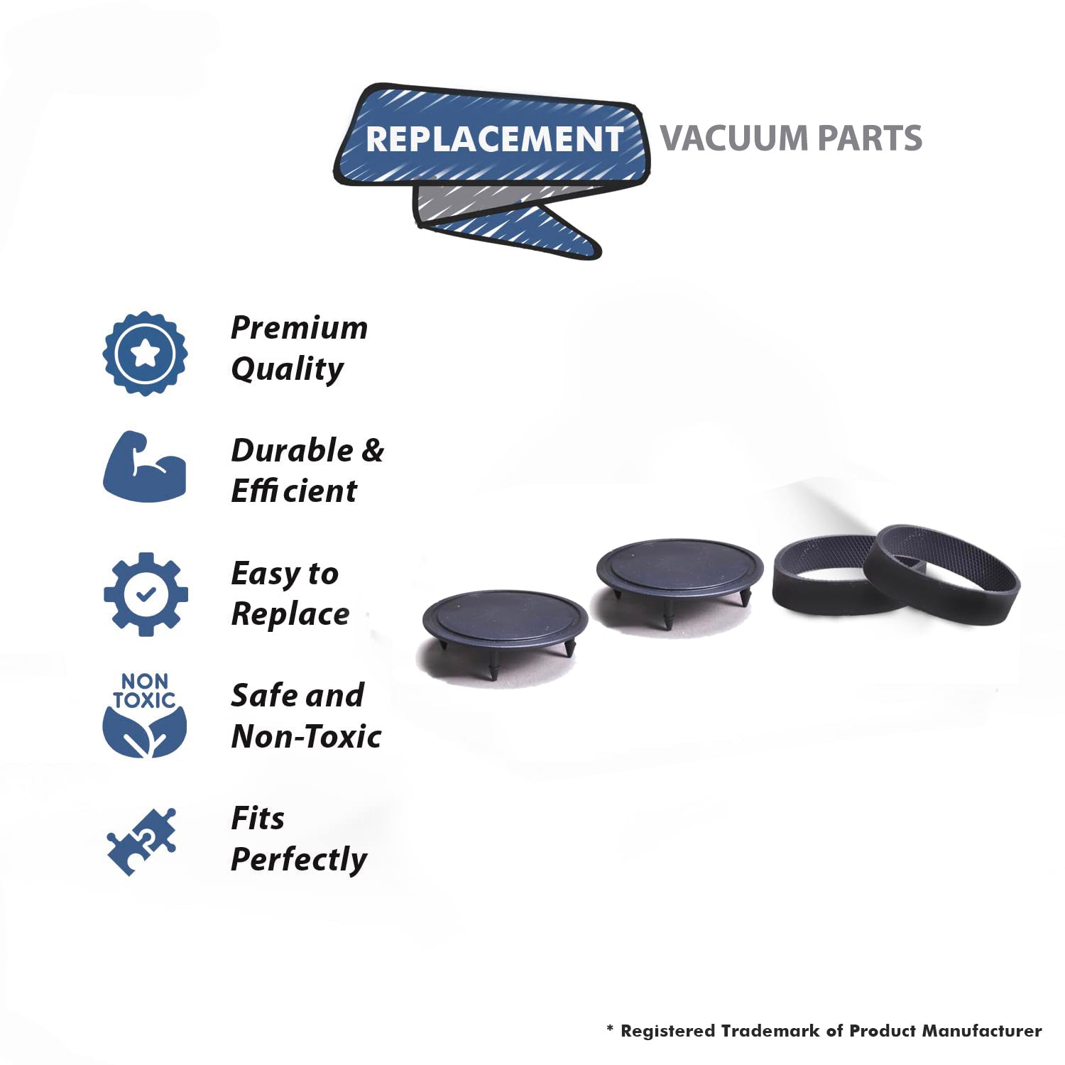 Topvacuumparts Replacement For Kirby G4 Vacuum Front Wheel Hub 2 Caps With Free 2 Belts compare to part 131893A, 301289S