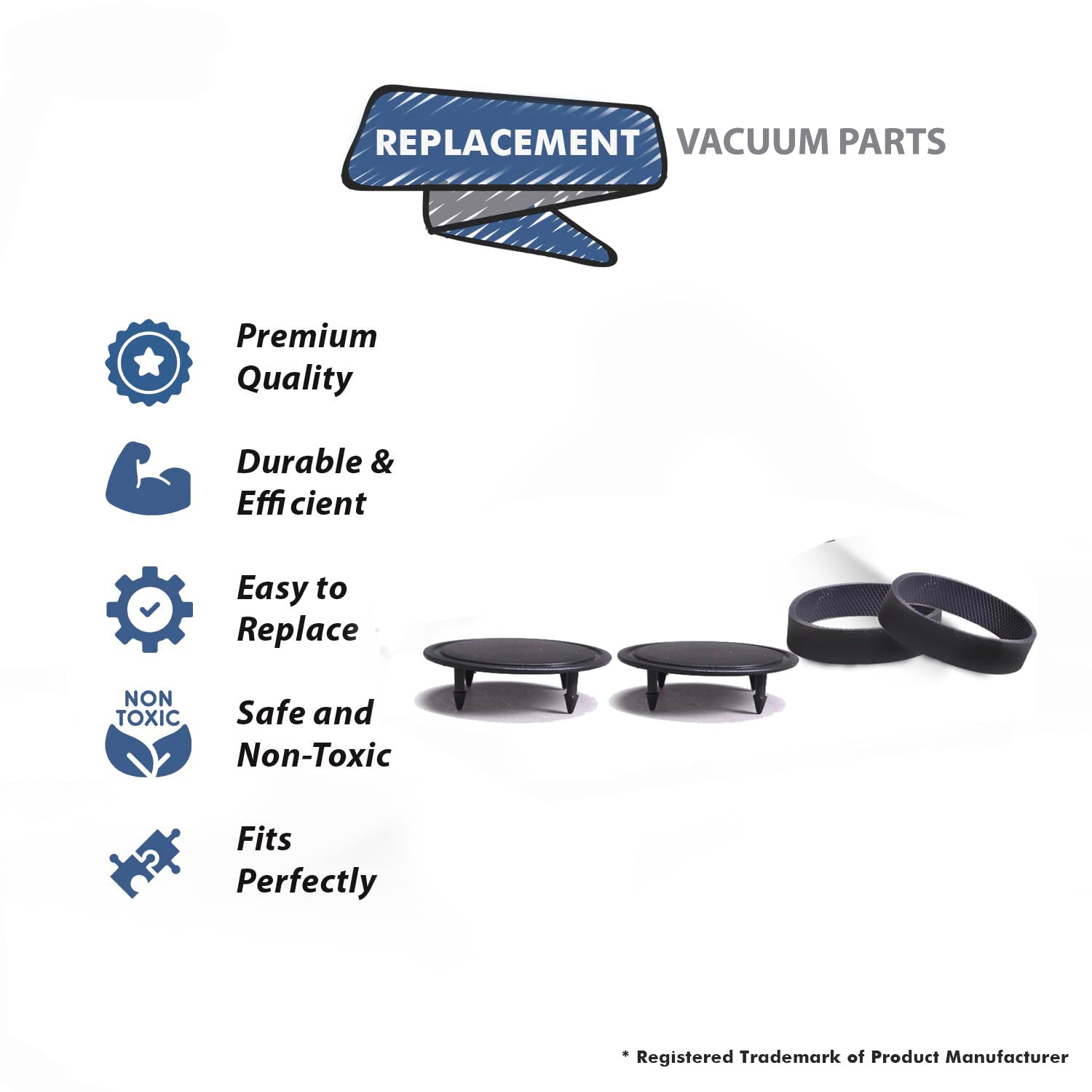 Topvacuumparts Replacement For Kirby G6 Vacuum Front Wheel 2 Hub Caps With Free 2 Belts compare to part 131899A, 301289S
