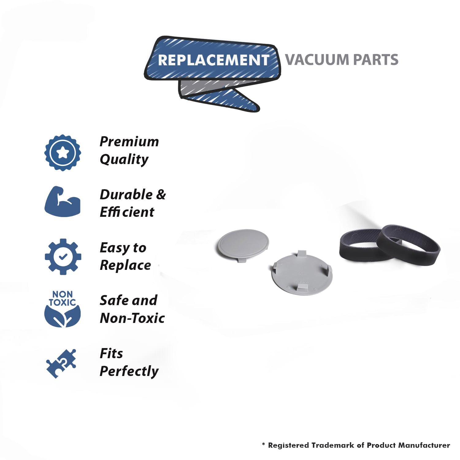 Topvacuumparts Replacement For Kirby Vacuum Cleaner Rear Wheel Hub 2 Cap with Free 2 Belts Compare to Part 555901A,301289S