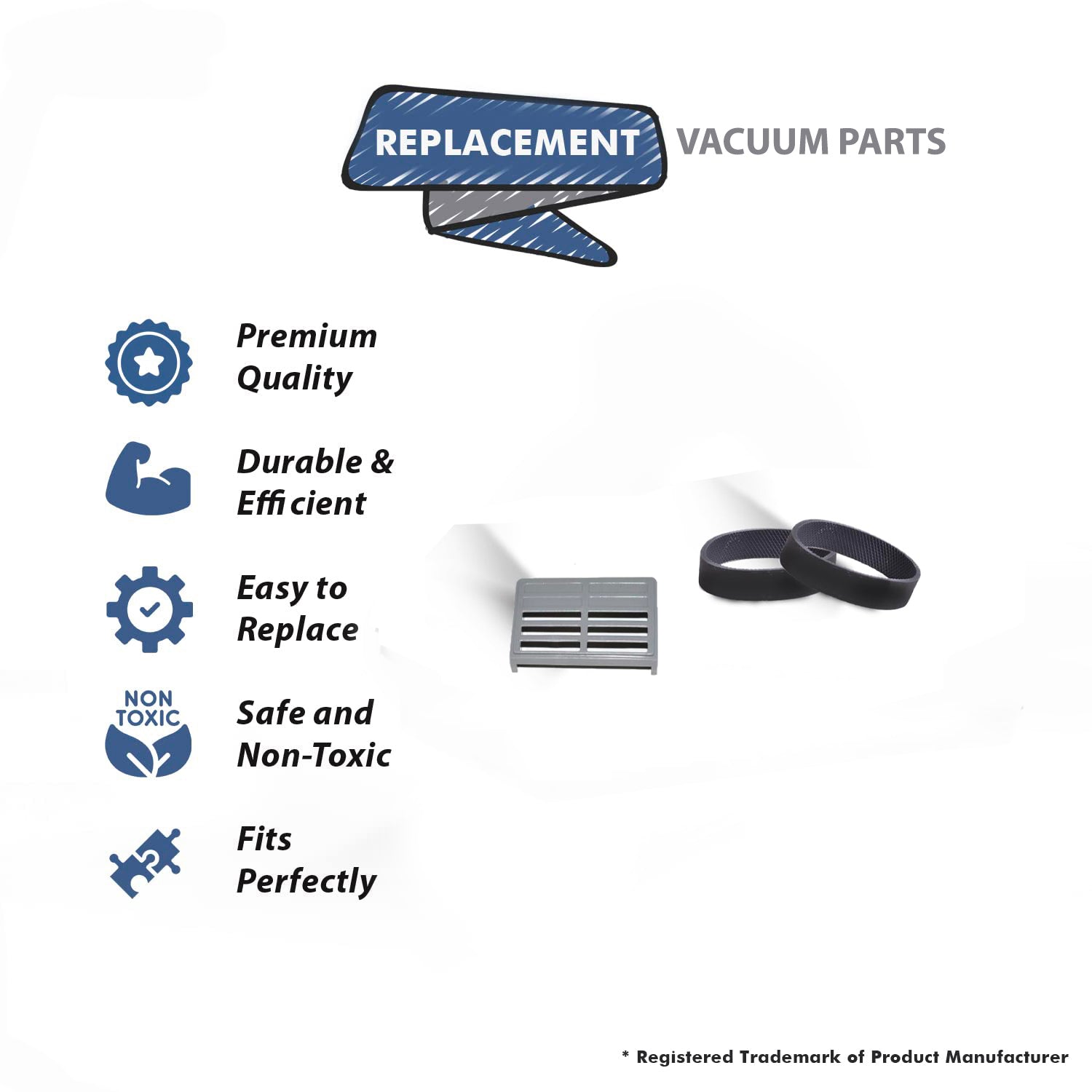 Topvacuumparts Replacement For Kirby Vacuum Cleaner Grill Exhaust Duct with Free 2 Belts Compare to Part 104106,301289S