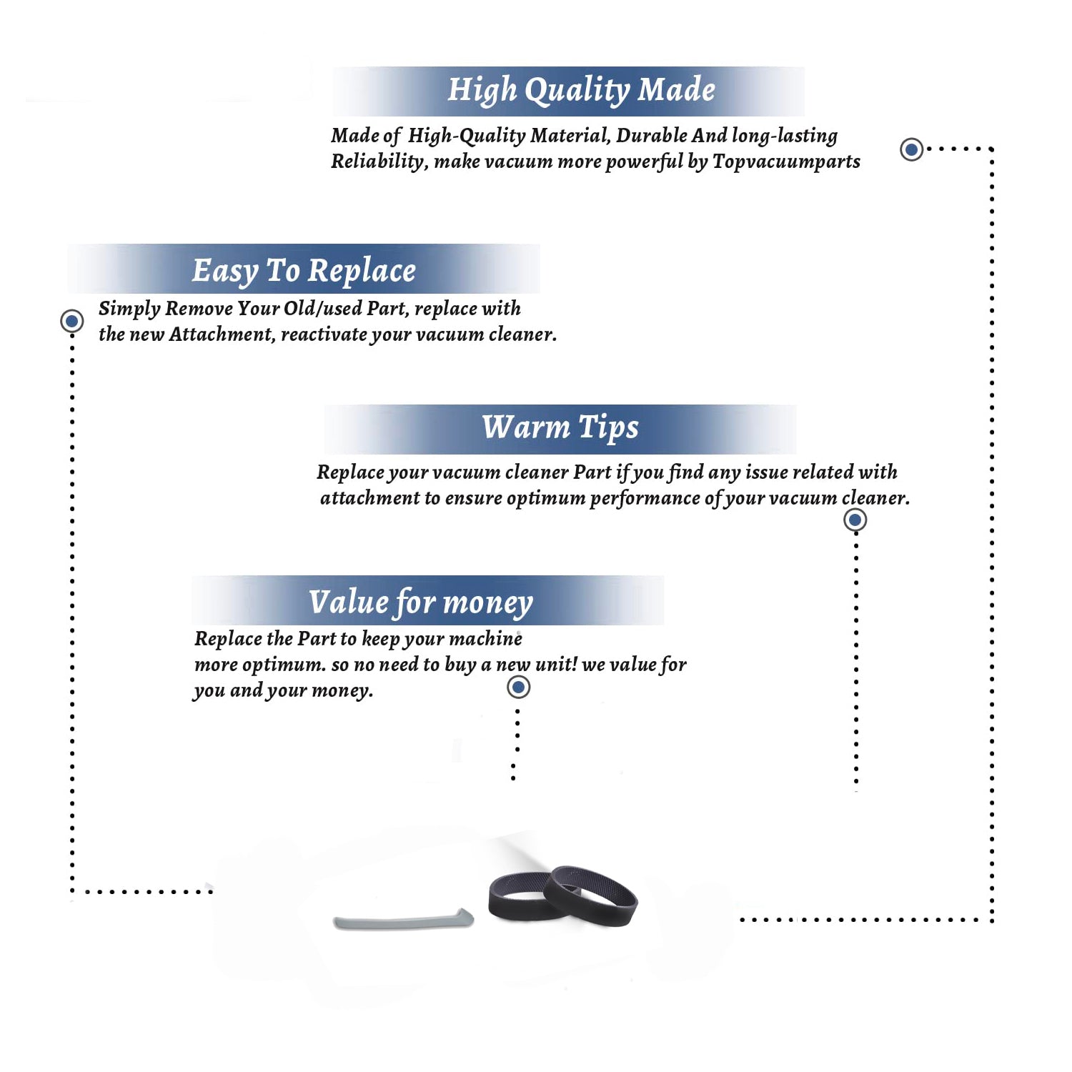 Topvacuumparts Replacement For Kirby Vacuum Cleaner Cover Shell Left Trim Strip with 2 Belts Compare to Part 630901, 301289S
