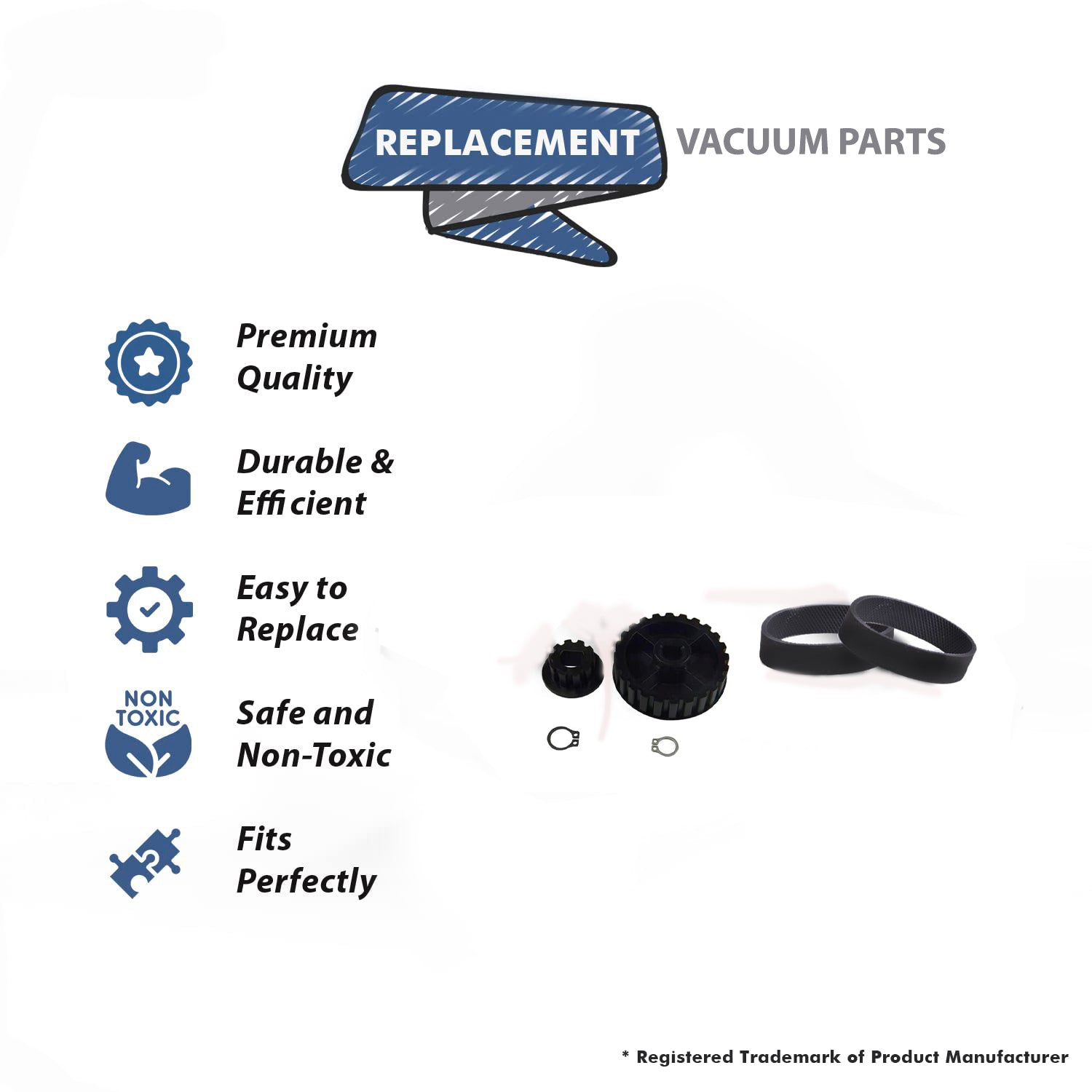 Topvacuumparts Replacement For Kirby Vacuum Cleaner Gear Kit with 2 Belts Compare to Part 243503S, 301289S
