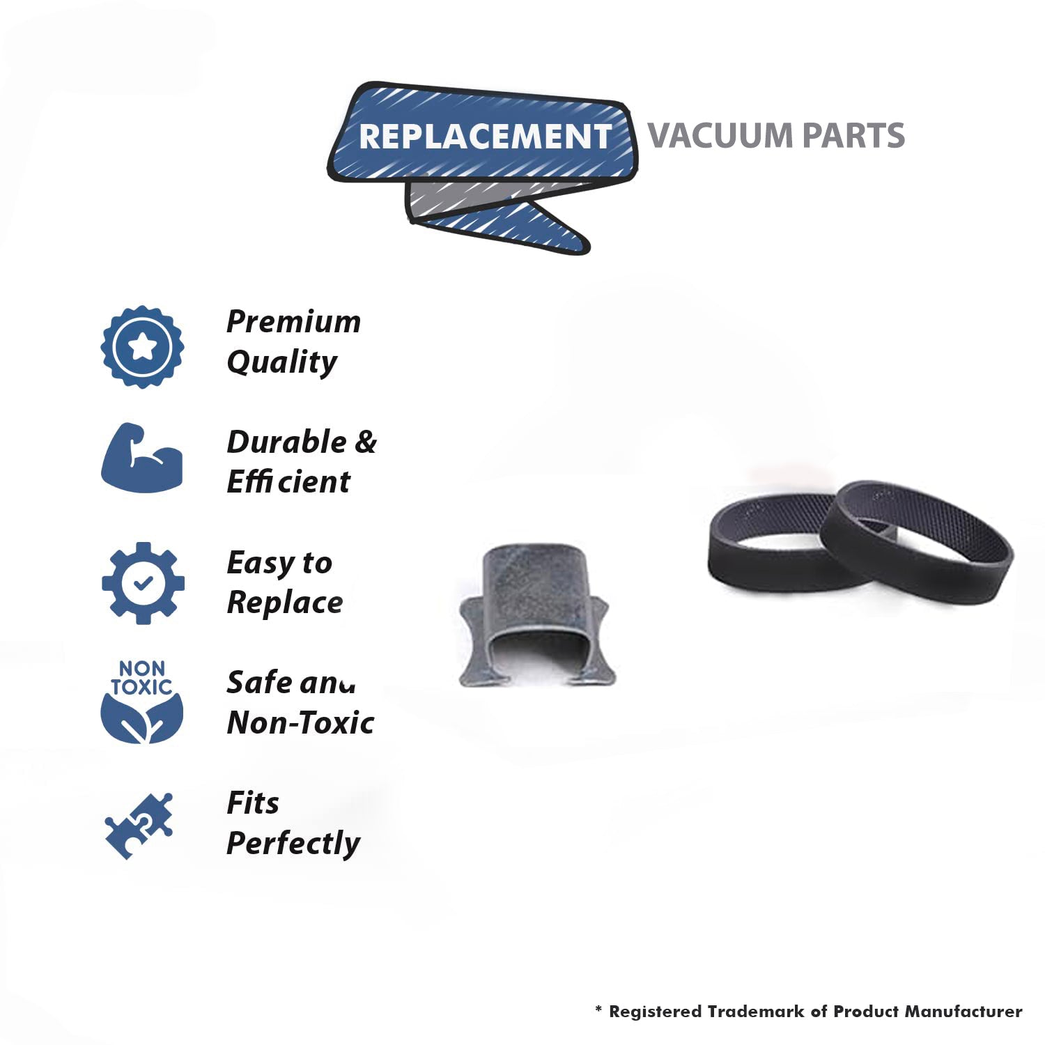 Topvacuumparts Replacement For Kirby Vacuum Cleaner Retainer Carbon Brush Clip With 2 Belts Compare to Part 106859A, 301289S