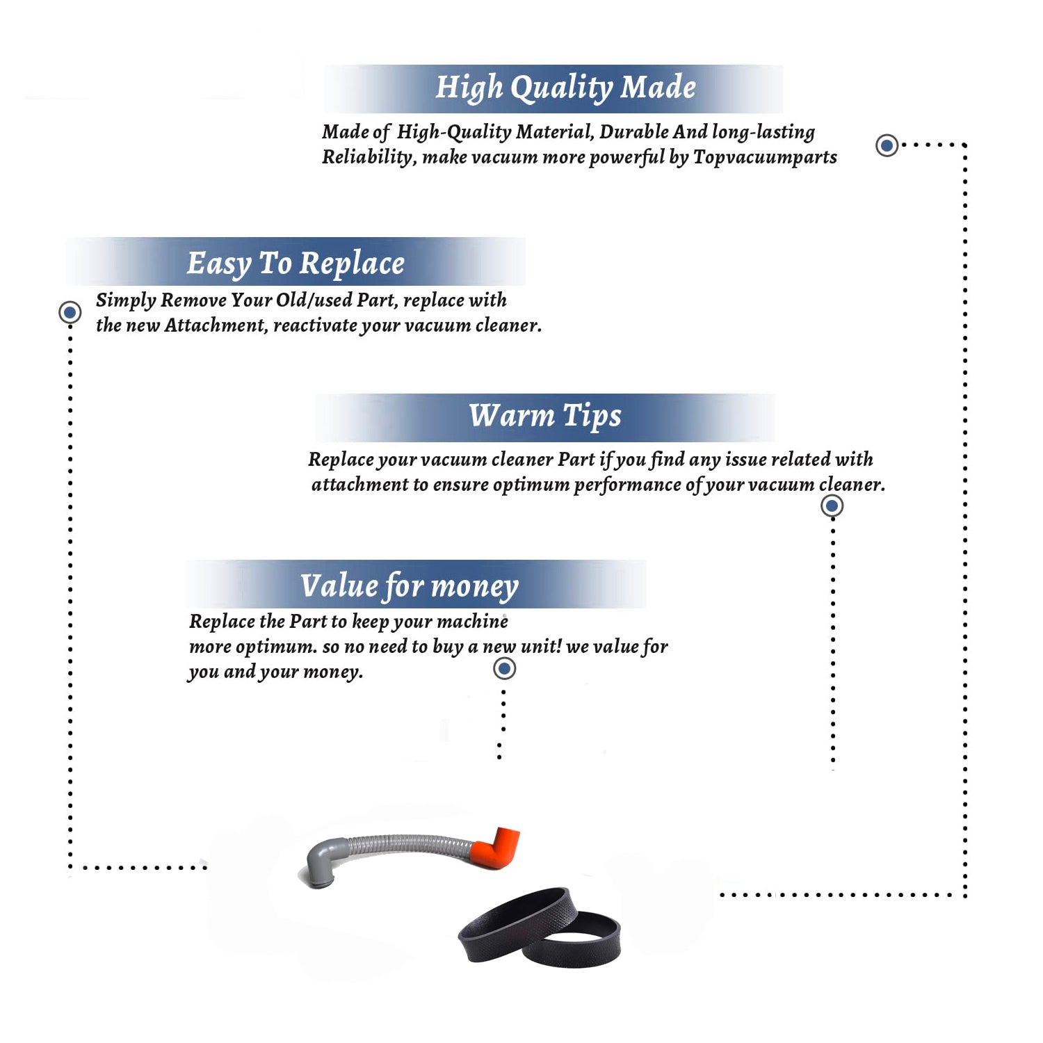 Topvacuumparts Replacement For Kirby Hose Carpet Sentria With 2 Belt Compare to Part 308006S, 301289S