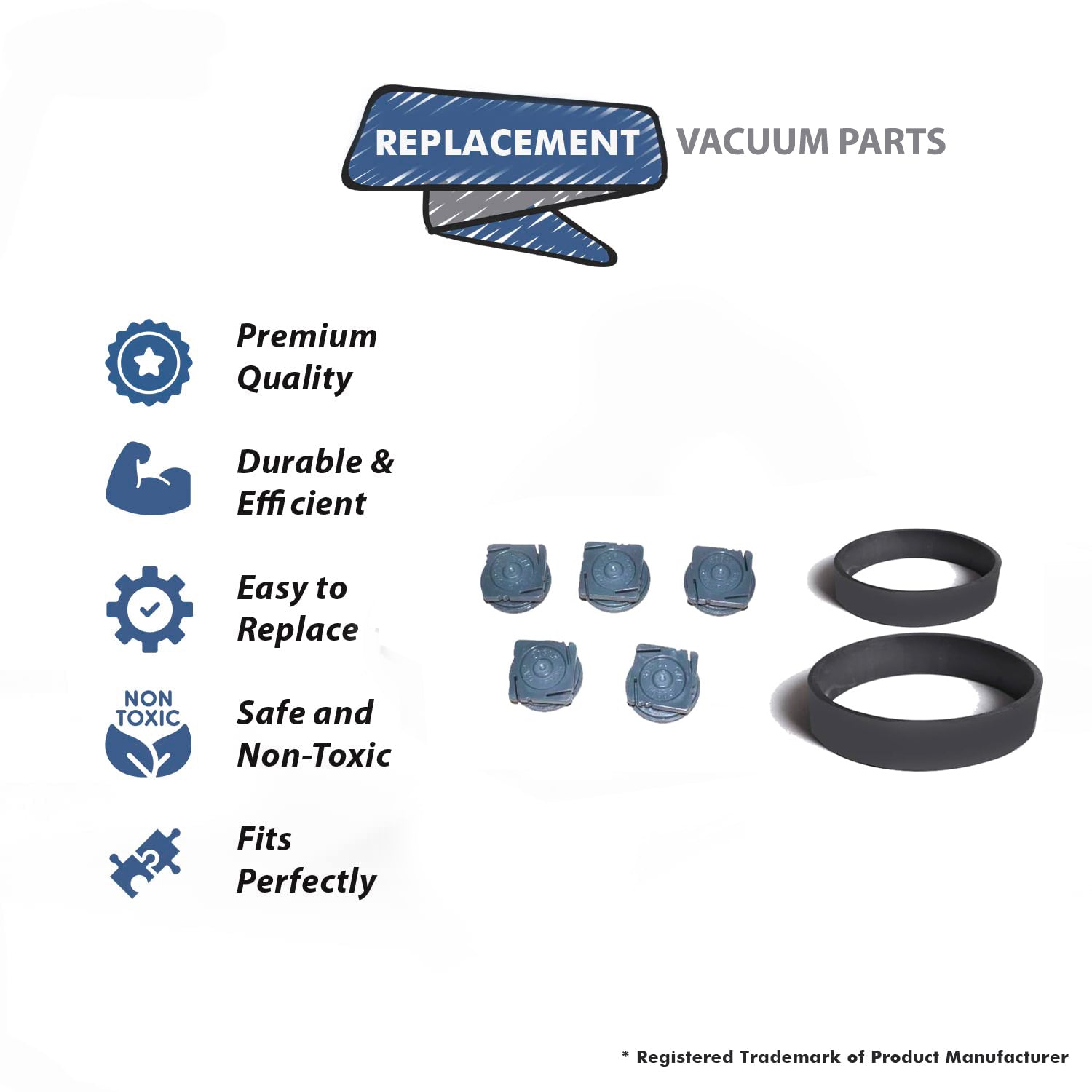 Topvacuumparts Replacement For Kirby Brush Roll Bearing Cap Small 5 Pk With 2 Belt Compare to Part 156393S, 301289S
