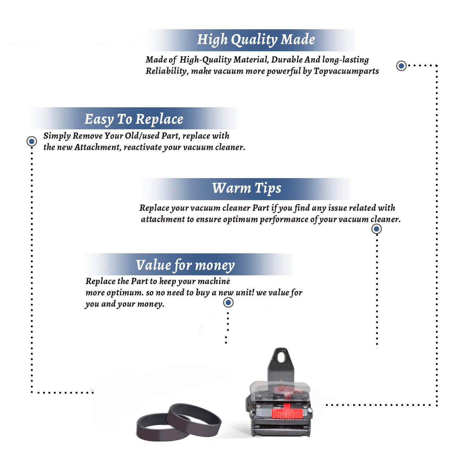 Topvacuumparts Replacement For Kirby G3 G4 G6 and Avalir Upright Mini Emptor With 2 Belt Compare to Part 188814, 301289S