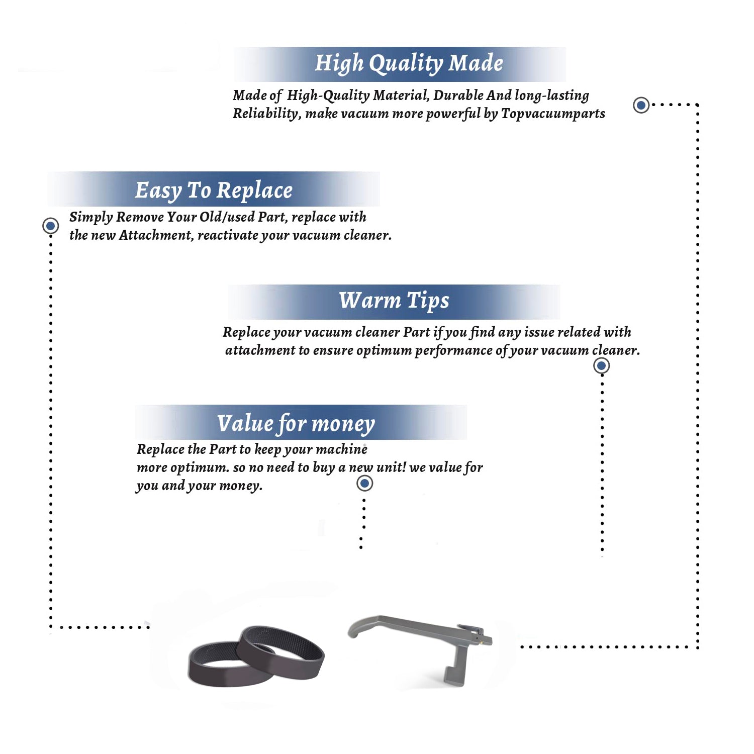 Topvacuumparts Replacement For Kirby G4 Vacuum Cleaner Dark Gray Handle with 2 Belt Compare to Part 675793 301289S