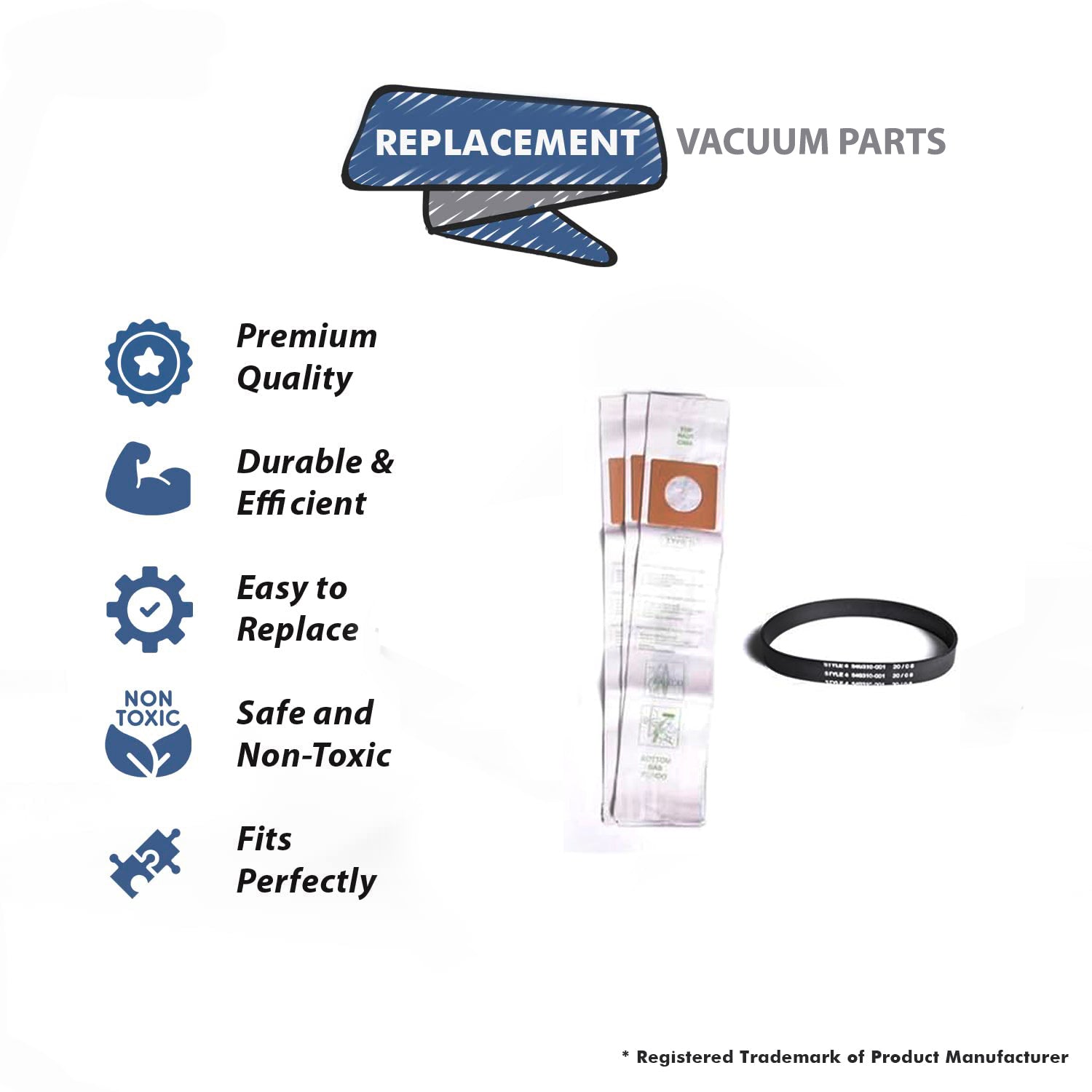 Topvacuumparts-Replacement-For-Dirt-Devil-Vacuum-3-Paper-Bags-&-Belt-compare-to-part-3670147001-1540310001