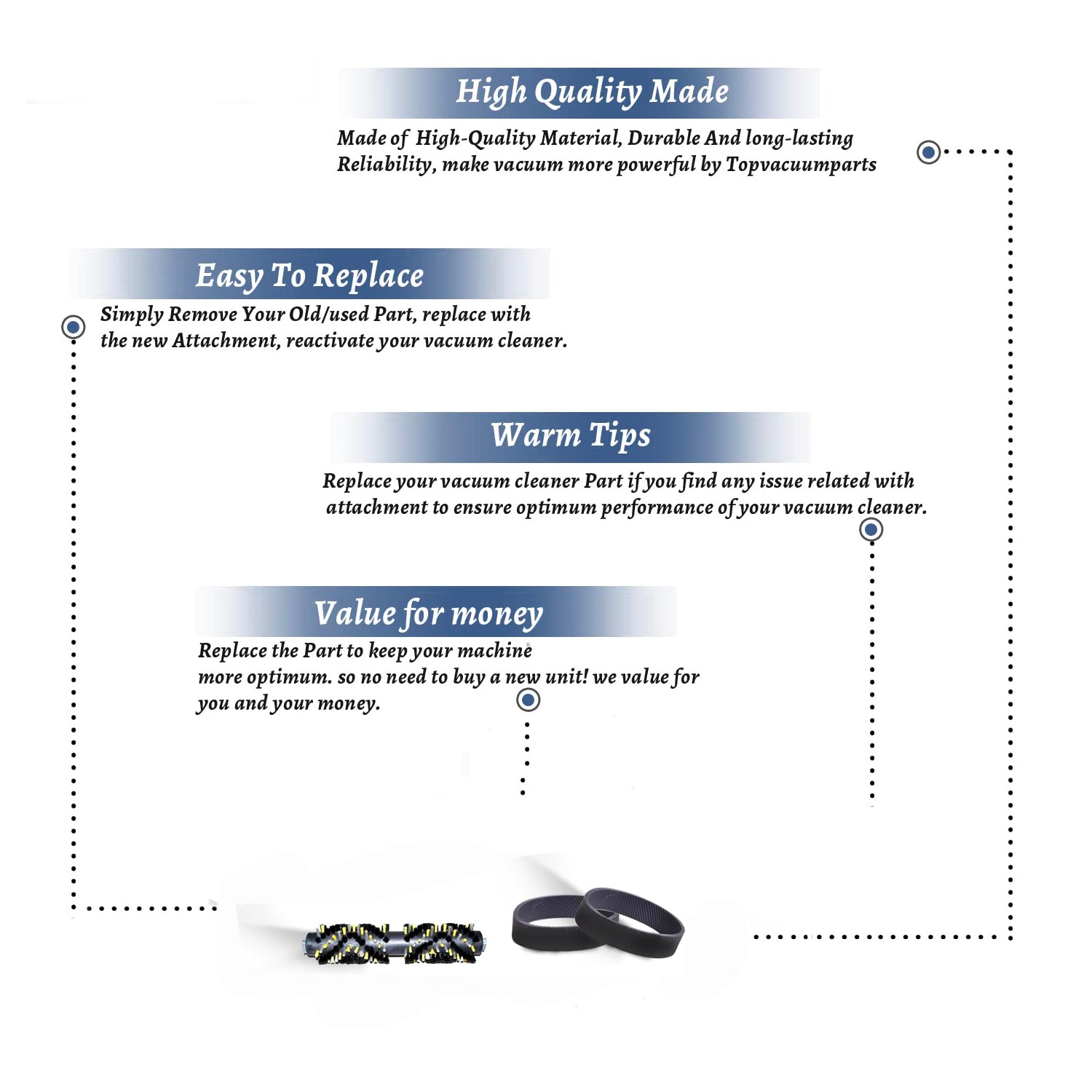 Topvacuumparts Replacement For Kirby Tile & Grout Brush Roll Fits G3 With 2 Belt Compare to Part 329613G 301289S