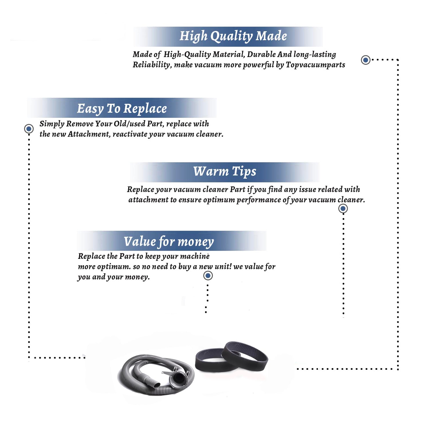 Topvacuumparts Replacement For Kirby Sentria Vacuum Cleaner Hose With 2 Belt Compare to Part 223606S, 301289S