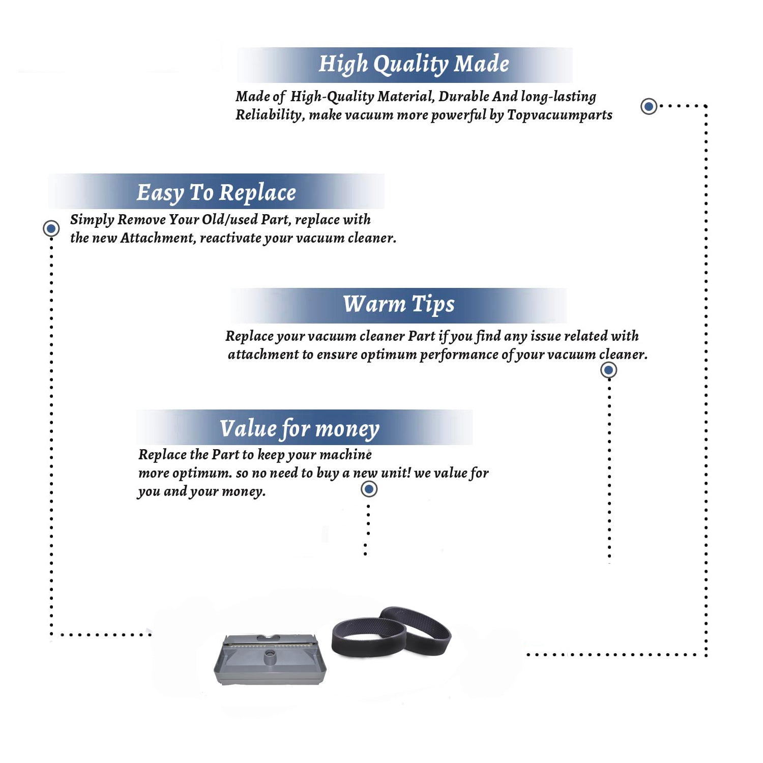 Topvacuumparts Replacement For Kirby Sentria Vacuum Cleaner Renovator Tray with 2 Belt Compare to Part 304706S, 301289S
