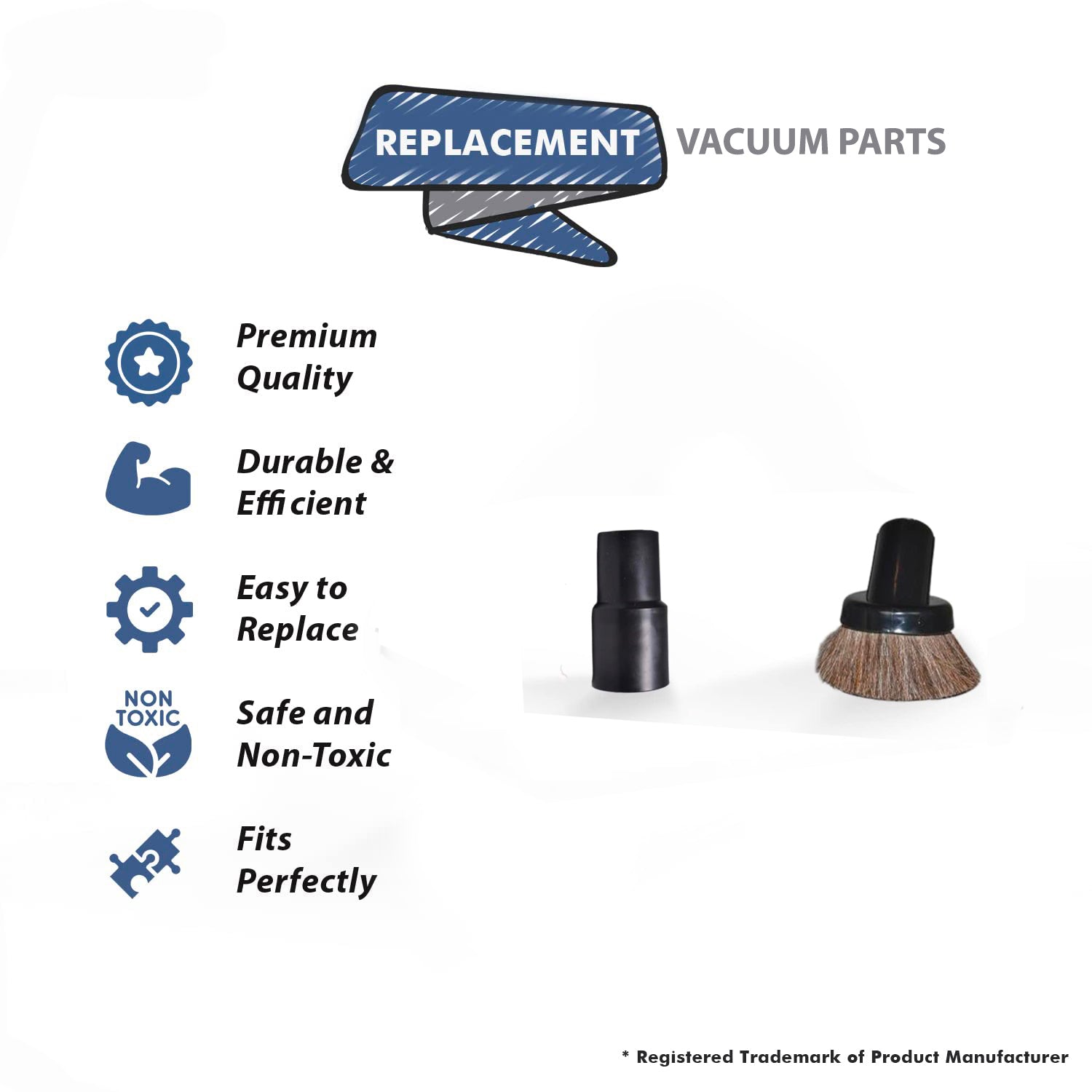 Topvacuumparts For 1 14 inch 32mm Vacuum Cleaner Delux Dust Brush and Adaptor Fits With 1 14 inch & 1 38 inch Hose # 32-1633-63, 49005