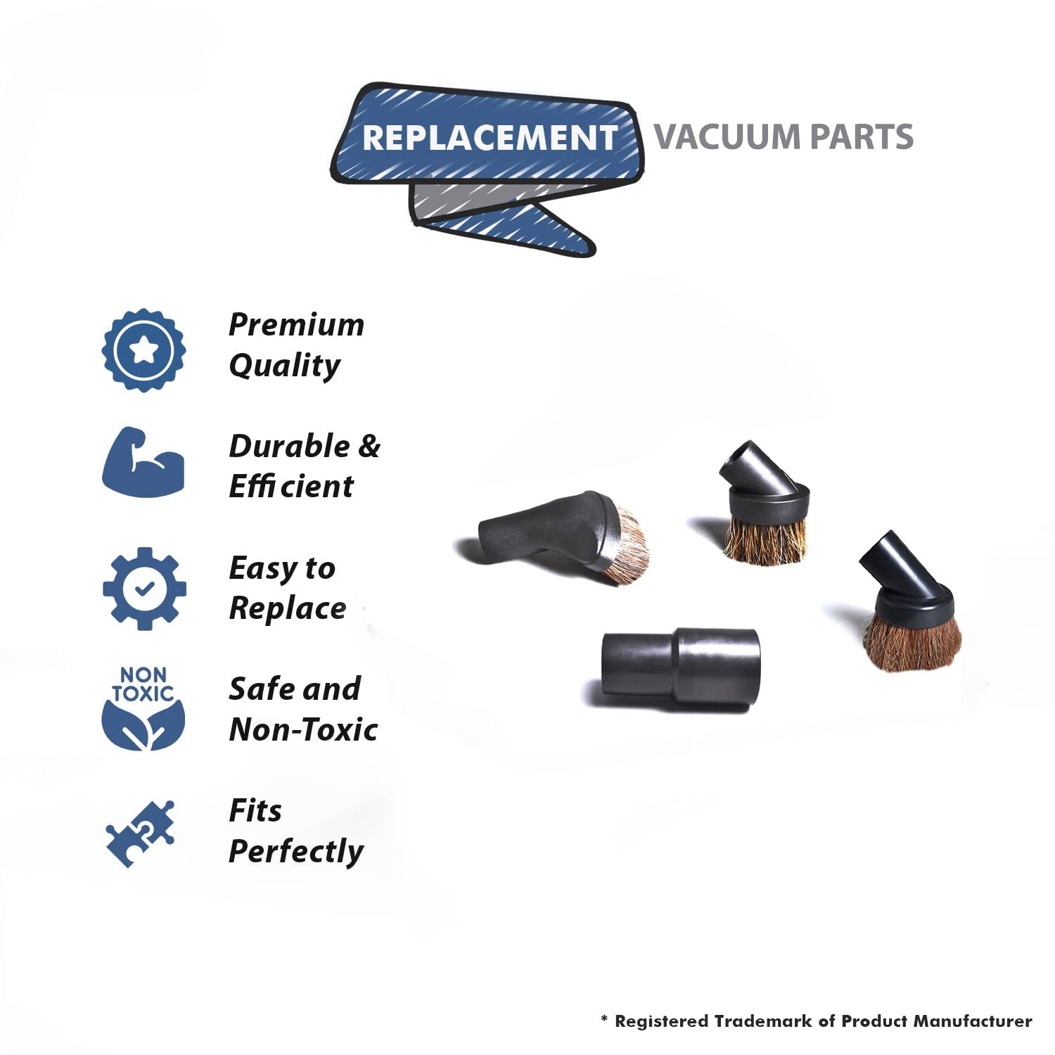 Topvacuumparts For 1 14 Fit All Vac 3 Dust Brush With Adapter, Fit 1 14 inch & 1 38 inch Hose # 34839-125, 32-1633-63, 32-1640-68, 49005