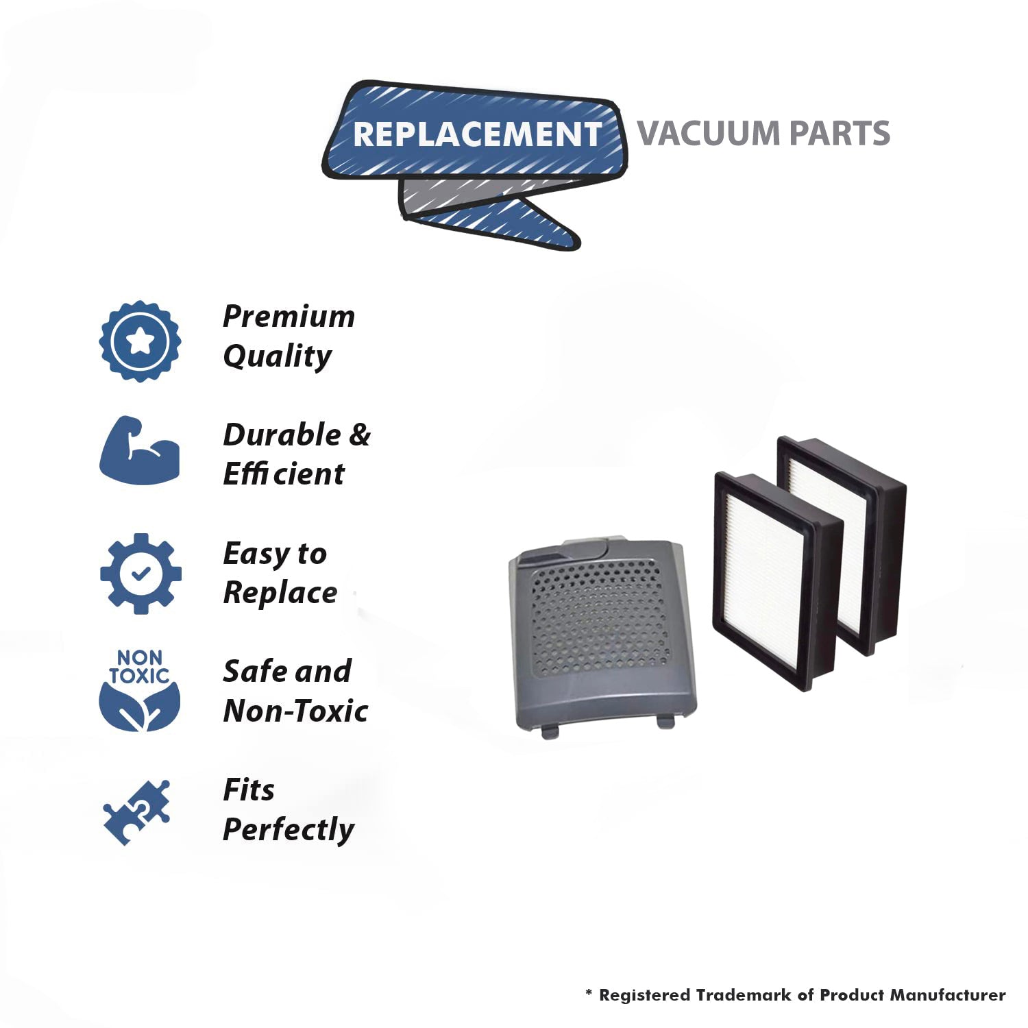Topvacuumparts Replacement For Proteam Pro 10, Pro 6 Vacuum Hepa Exhaust Filter 2pk WCover # Compare to parts 1603650, 2030116, 1606127