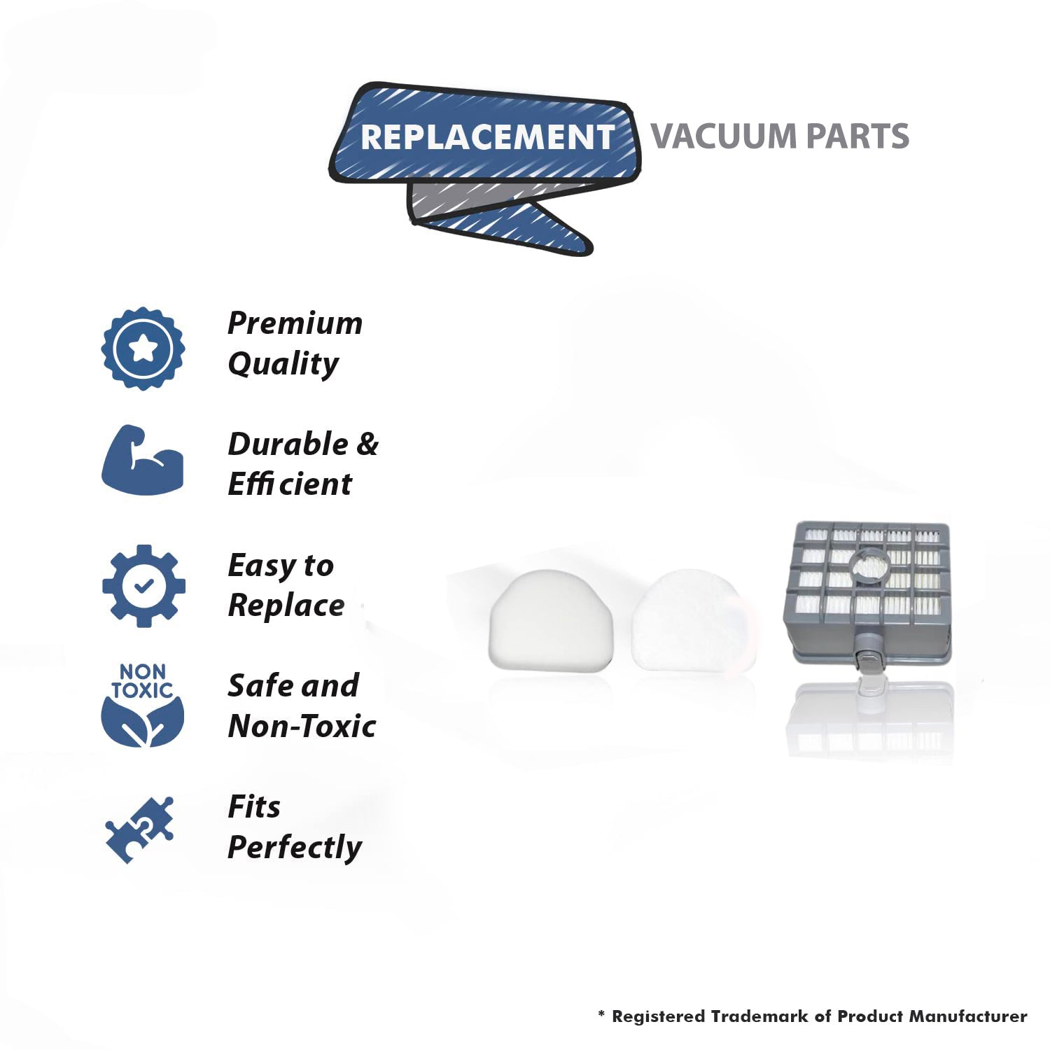 Topvacuumparts Replacement For Foam & Felt Filter Kit HEPA Filter Shark Rotator Professional Upright Vacuum Filters, Compare to Part F659, F674