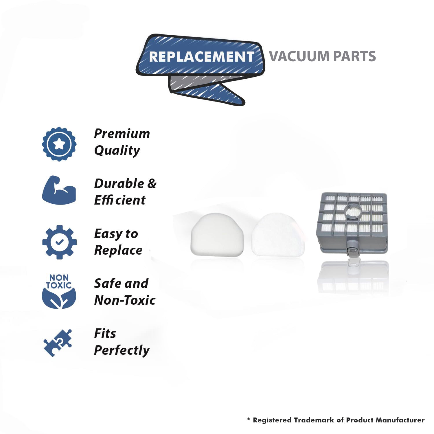 Topvacuumparts For Foam & Felt Filter Kit HEPA Filter Shark Rotator Professional Upright Vacuum Filters, Compare to Part F659, F674