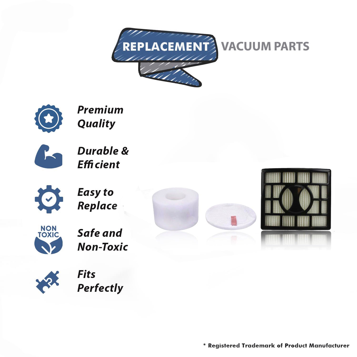 Topvacuumparts Replacement For 1 HEPA 1 Foam & Felt Filters Shark Rotator DuoClean Powered Lift Away Speed Compare Part  F669, F670