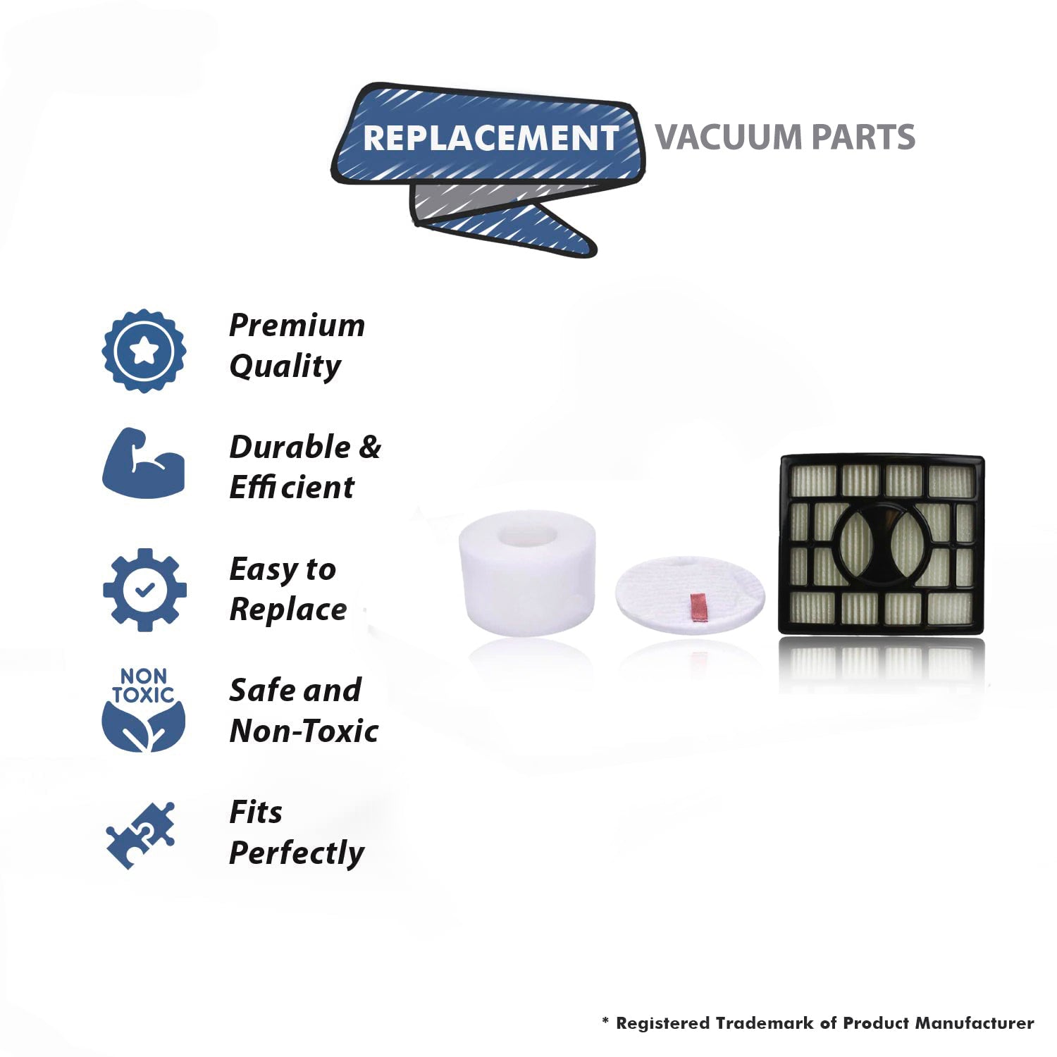 Topvacuumparts Replacement For 1 HEPA & 1 Foam Filters Shark Rotator DuoClean Powered Lift Away Speed Compare Part  F669, F670