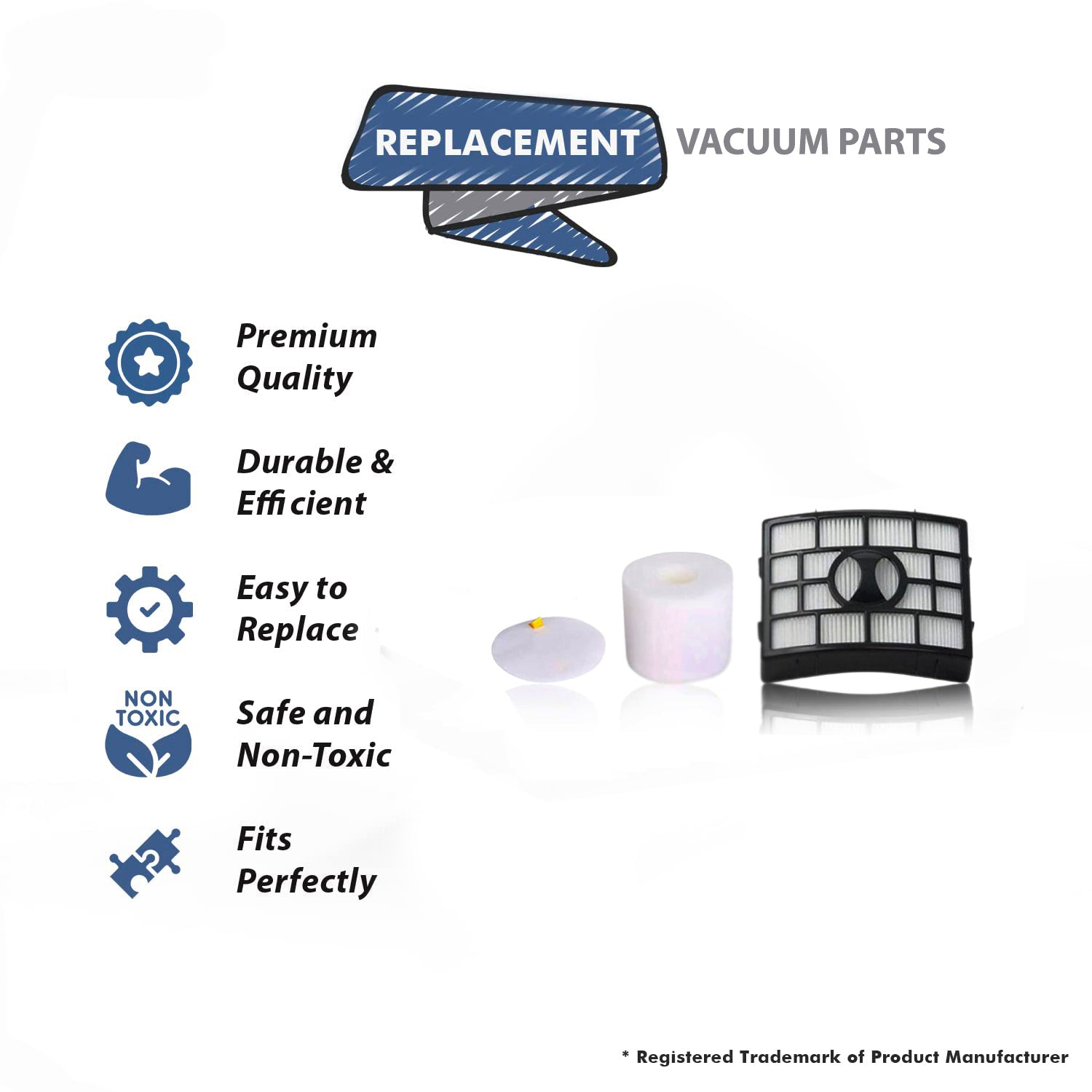Topvacuumparts Replacement For Shark Rotator Powered Lift Away Vacuum Foam & HEPA Filters Compare to Parts F661, F662