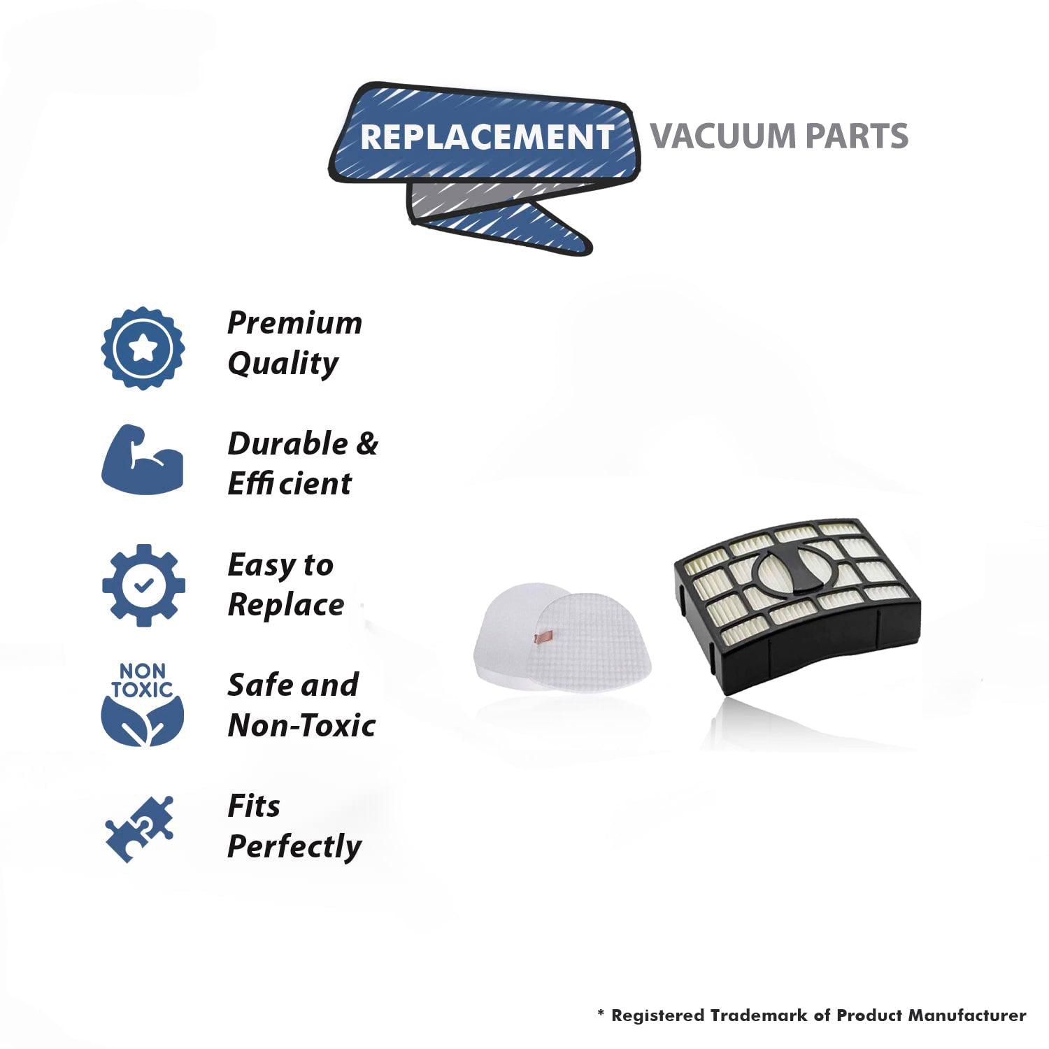Topvacuumparts Replacement For Shark Navigator Lift Away Speed Zero M Self Cleaning Upright Vacuum Filters Kit Compare to Parts F676, F675