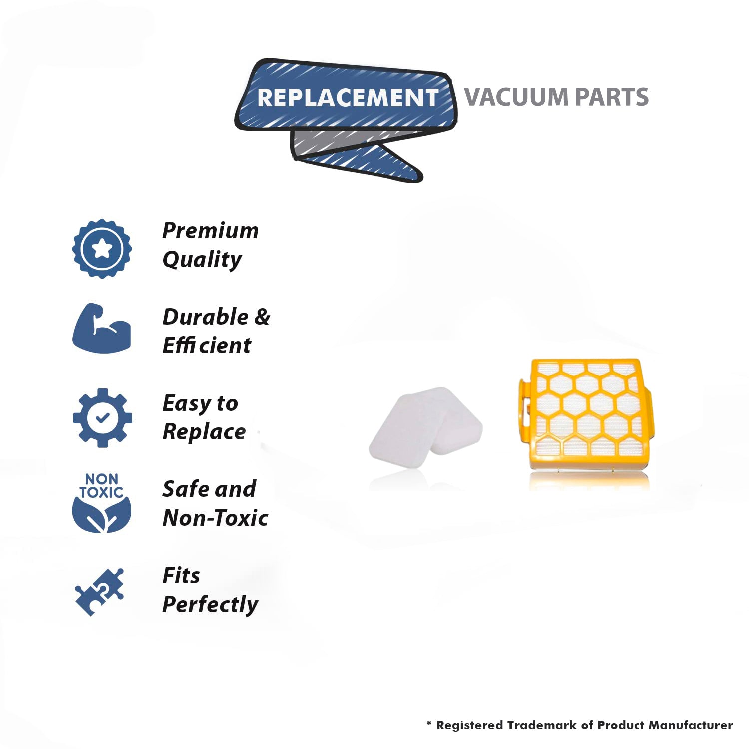 Topvacuumparts Replacement For Shark ZU60 Rotator Upright Vacuum Cleaner HEPA Filter with Foams and Felt Filters F679, 52-2360-07