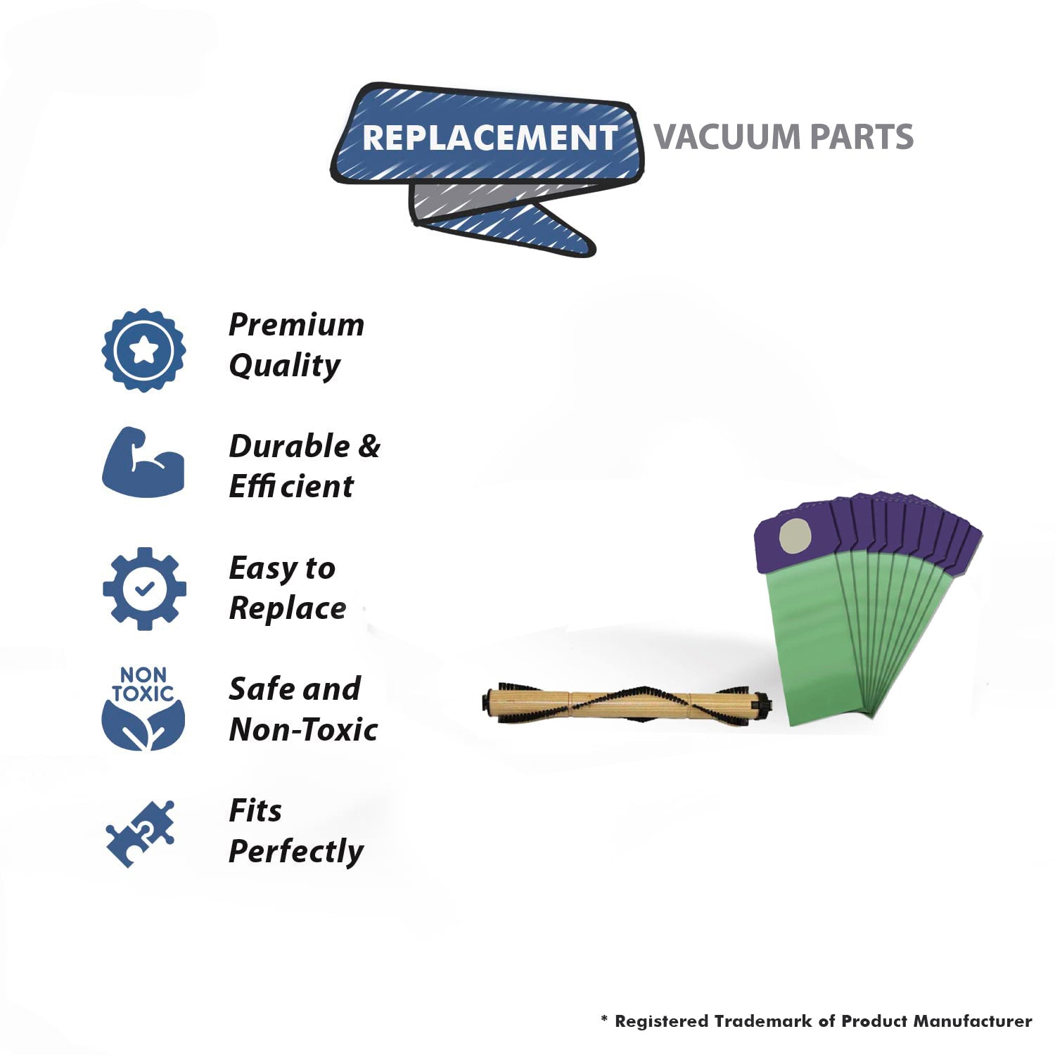 Topvacuumparts Replacement For Proteam  Vacuum 10 Paper Bags with Brushroll Compare to part 103483, 104216