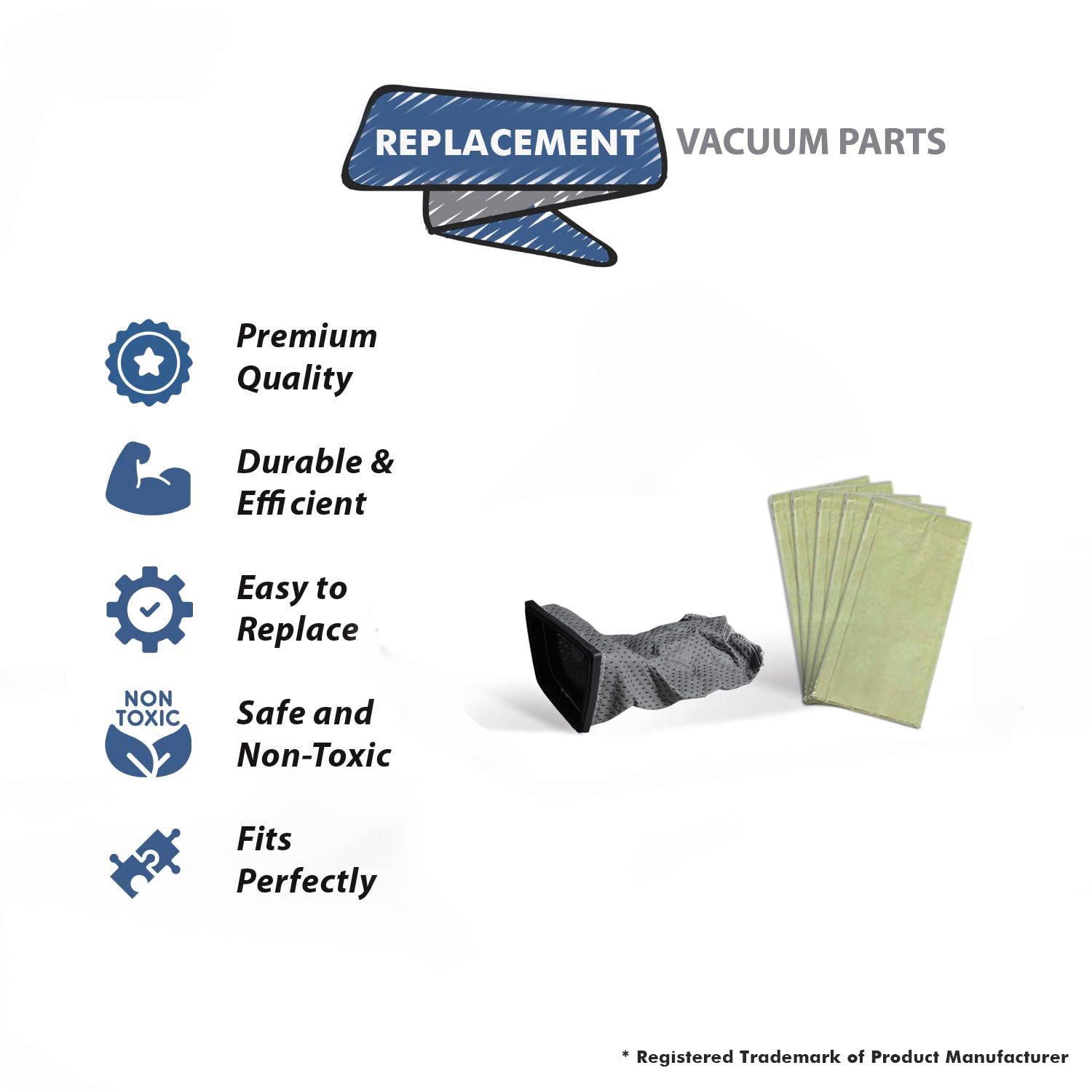 Topvacuumparts For Hoover PortaPower Swingette Vacuum Style N Paper Bags 5pk & 1 Cloth Bag Compare to Part  4010038N, 228