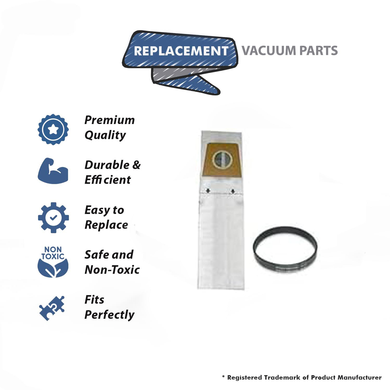 Topvacuumparts Replacement For Dirt Devil Upright Vacuum 3 Paper Bags With Belt For 085570, 086010, 086020 compare to parts 1540310001, 3920047001