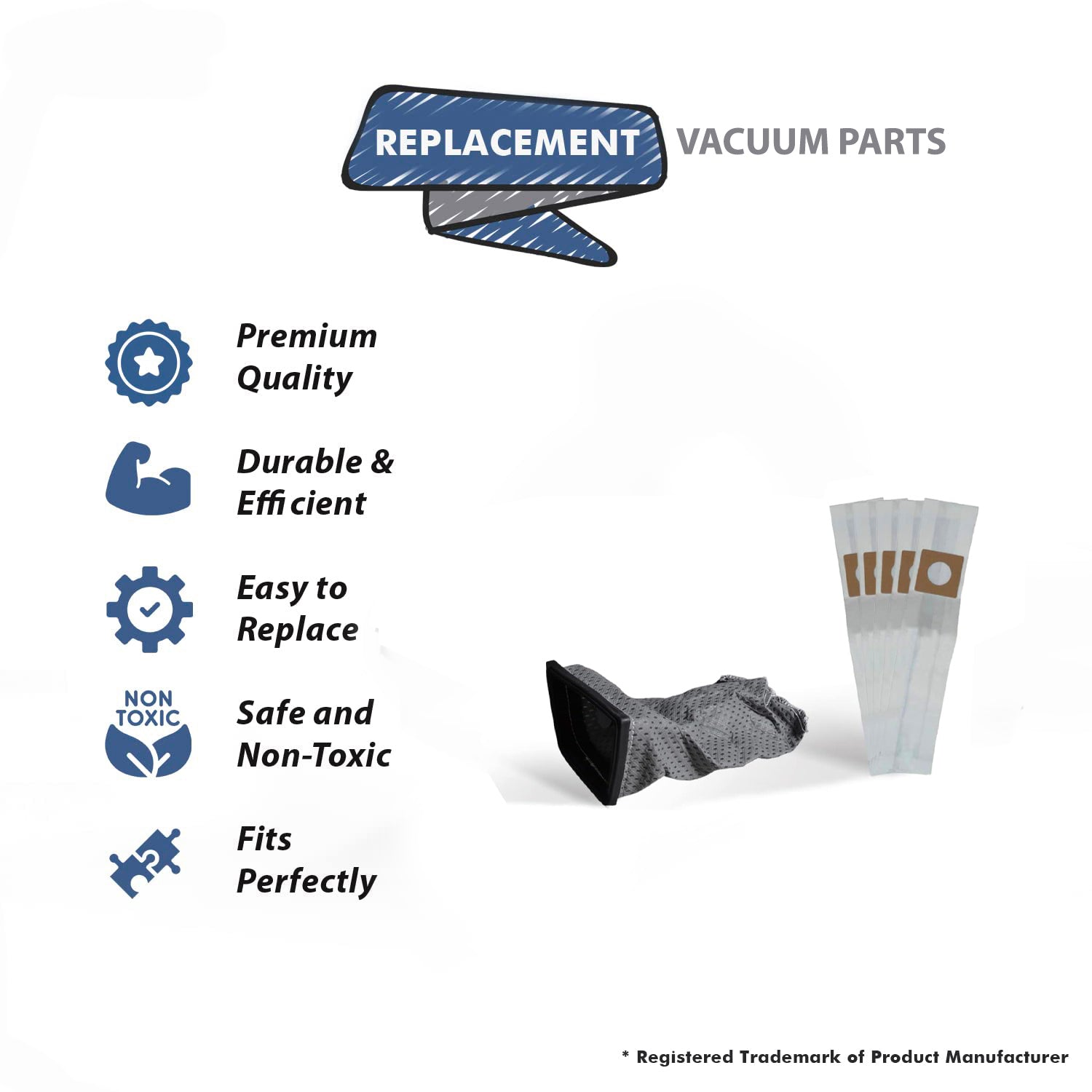 Topvacuumparts Replacement For Hoover PortaPower, Swingette Canister Vacuum Style N generic Paper Bags 5 & 1 Cloth Bag, Compare to Part 128SW, 228