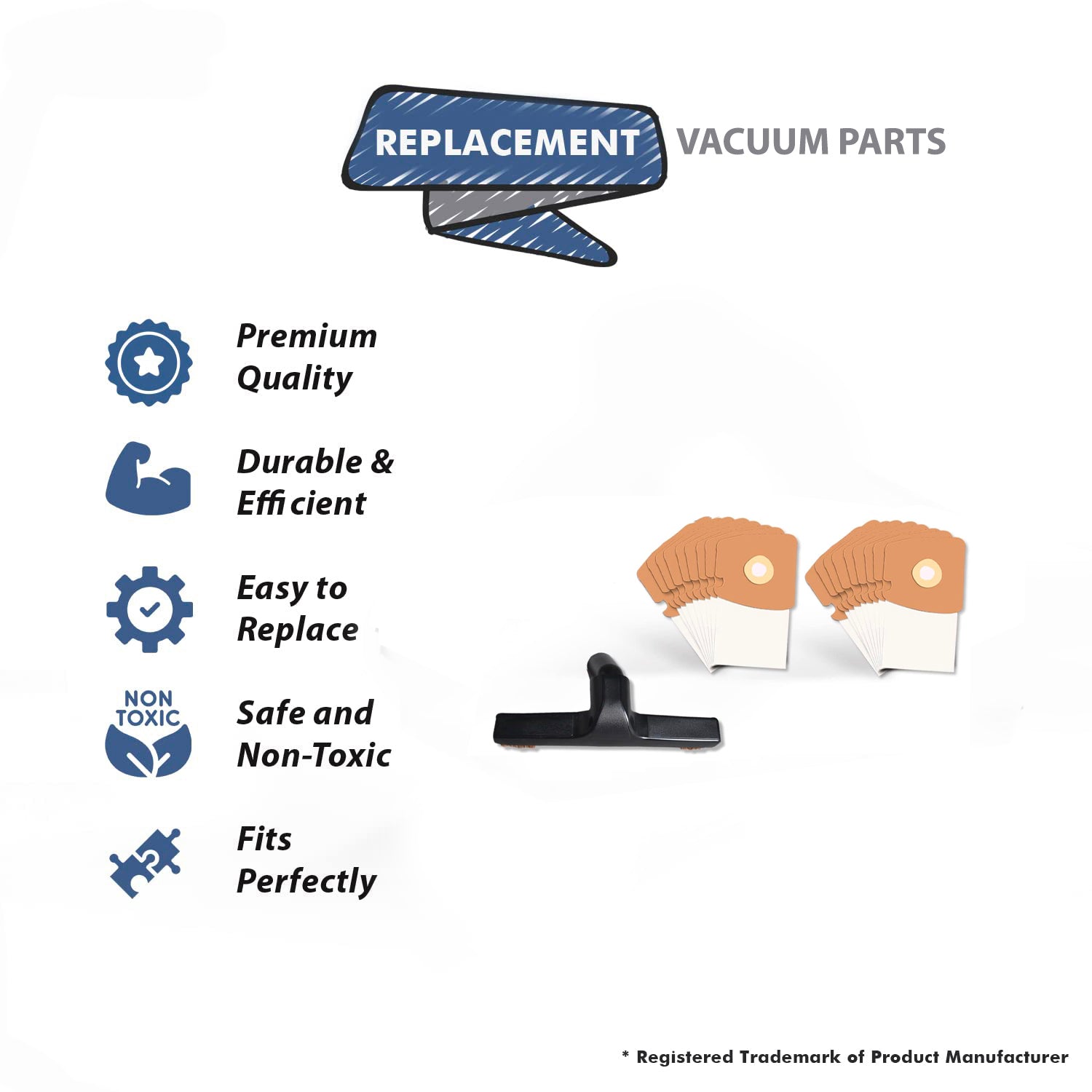 Topvacuumparts For Eureka Micro Filtration Vacuum Dust Bags fit Style MM, Mighty Mite 3670 and 3680 Series 18 pk with Floor Brush 153-9, 1517-64