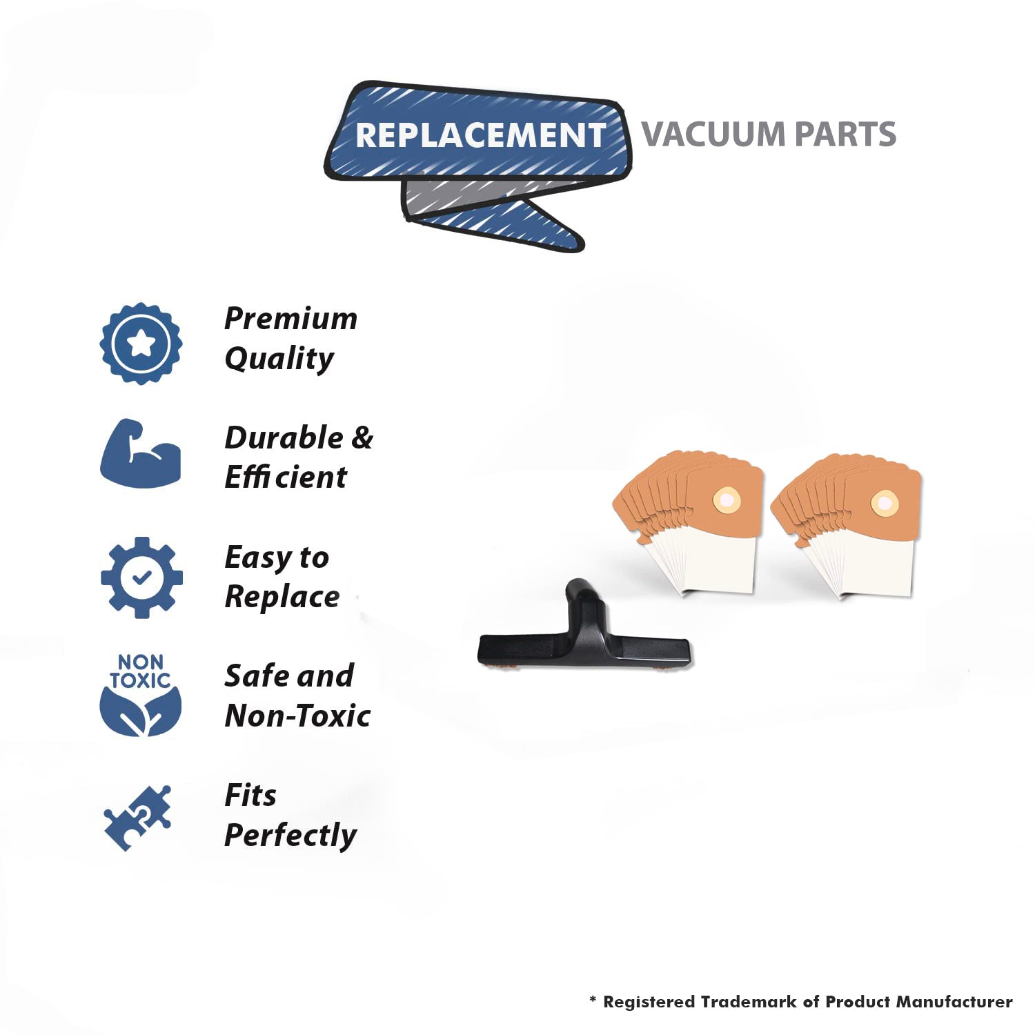 Topvacuumparts Replacement For Eureka MM Vacuum 18 Bags with Floor Brush compare to parts 153-9, 32-1517-64