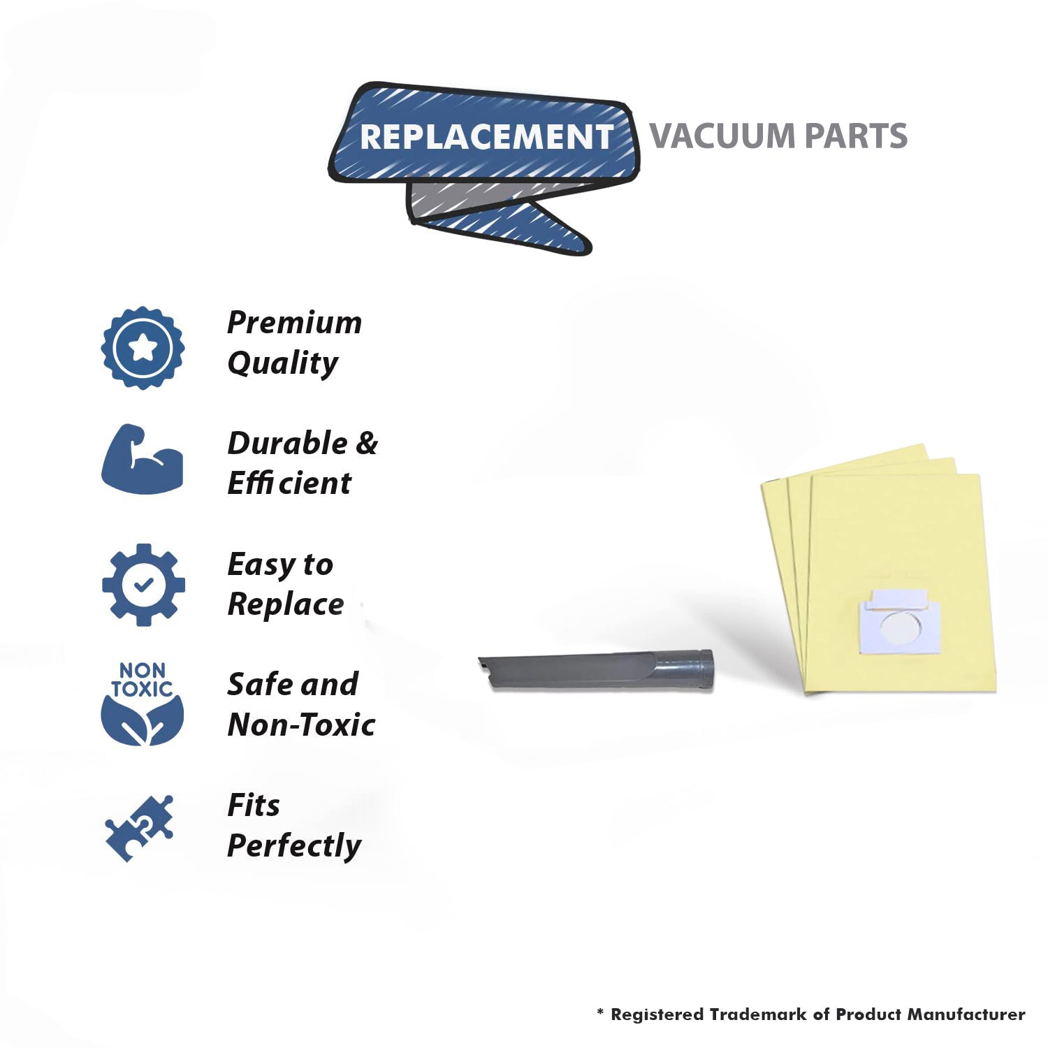 Topvacuumparts For Canister Type C or Q 50555, 50558, 50557 and Panasonic Type C 5 Vacuum 3 Paper Bags 1 Crevice Tool, Compare to Parts 137, 4370333