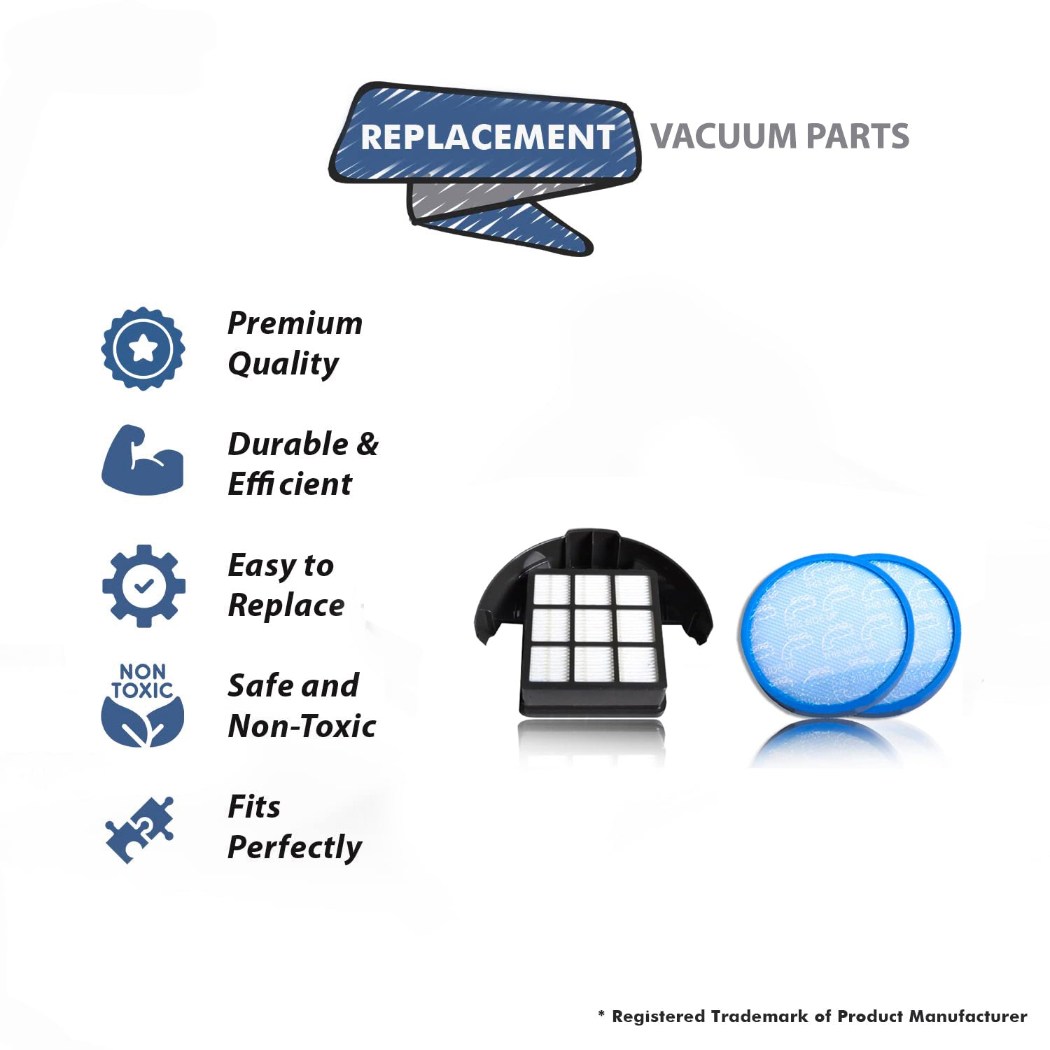 Topvacuumparts For Hoover Vacuum Filter Kit to Fit Windtunnel 2 Primary Filter with 1 Exhaust Hepa Filter compare to parts 304087001, 440013493