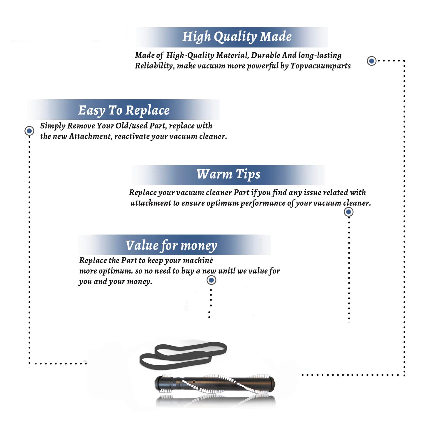 Topvacuumparts Replacement For  Vacuum 1 Brushroll with 2 Belts Kit Hoover Windtunnel  Compare to Part AH20065, H902