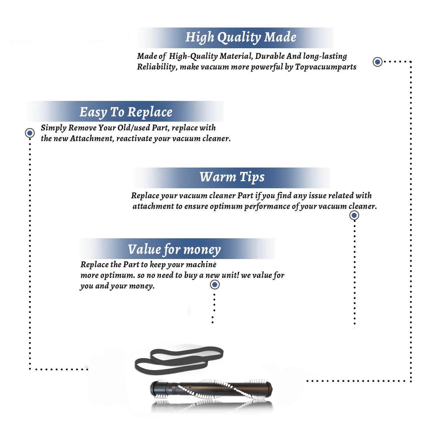 Topvacuumparts  For  Vacuum 1 Brushroll with 2 Belts Kit Hoover Windtunnel  Compare to Part AH20065, H902
