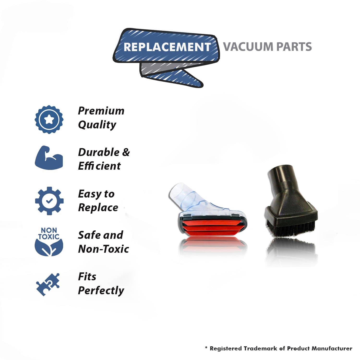 Topvacuumparts Replacement For Hoover Vacuum Black Dust Brush with Pet Upholstery Tool compare to parts 440004119, 43414197