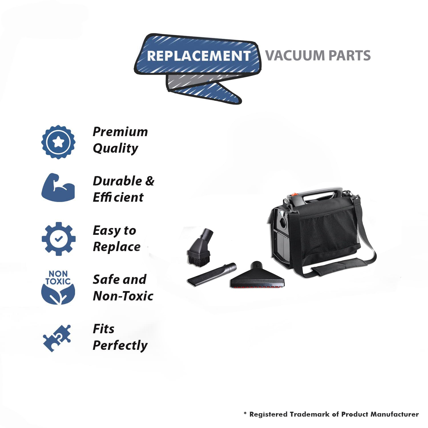 Topvacuumparts Replacement For Hoover PortaPack Carrying Bag with 3 Attachments Kit compare to parts 40-1805-65, 40-1602-62, 40-1705-08, CH01005