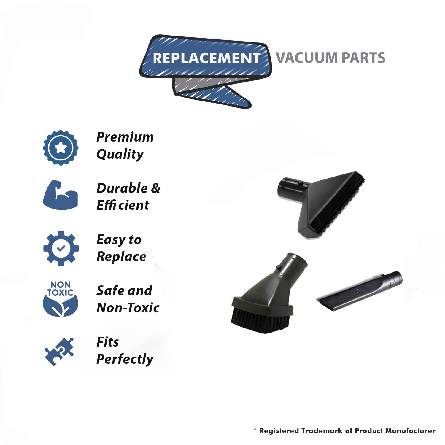 Topvacuumparts For 3 Piece Attachment 1 Dust Brush, 1 Crevice Tool with, 1 Upholstery Tools compare to parts 40-1805-65, 40-1602-62, 40-1705-08