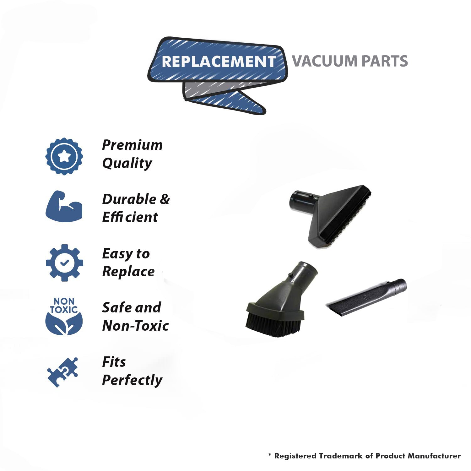 Topvacuumparts For 3 Piece Attachment 1 Dust Brush, 1 Crevice Tool with, 1 Upholstery Tool compare to parts 40-1805-65, 40-1602-62, 40-1705-08