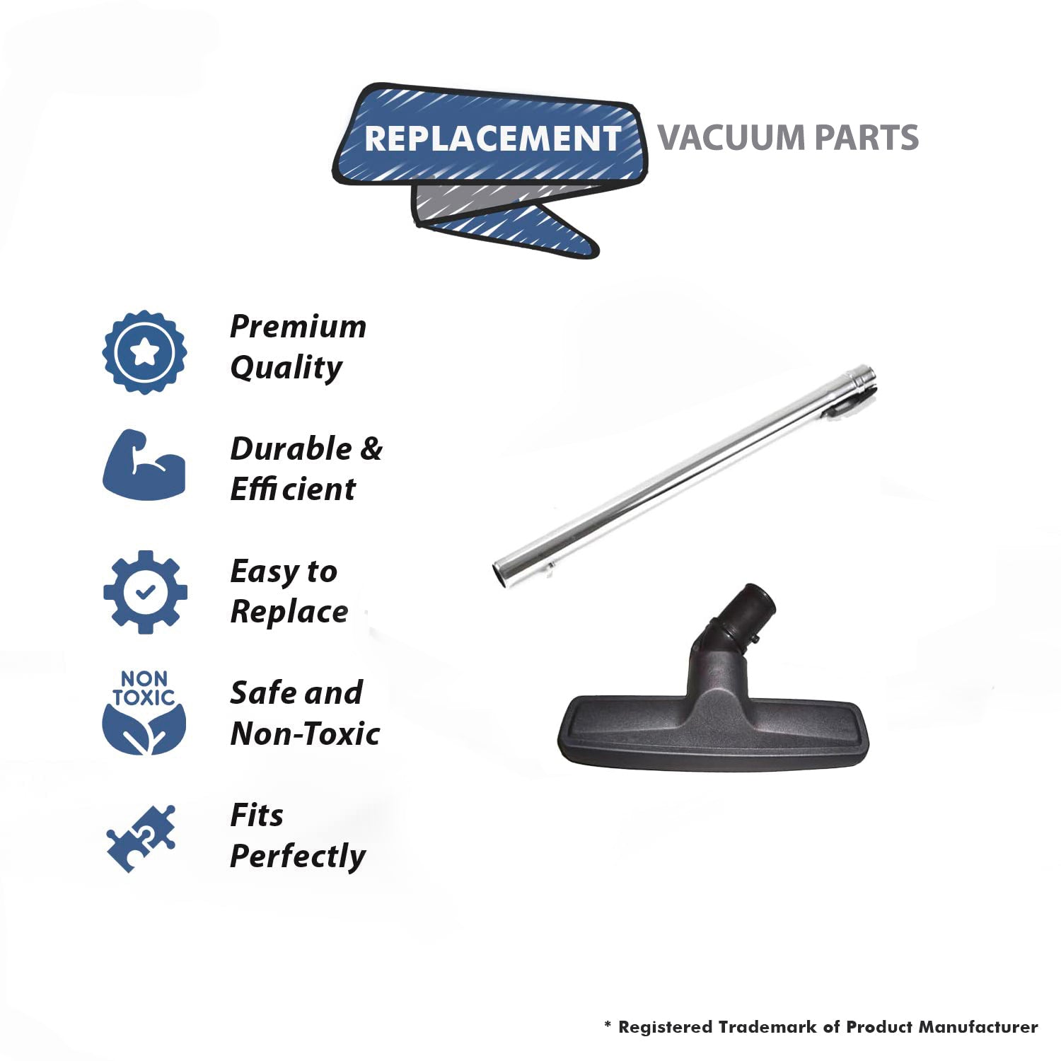 Topvacuumparts For Hoover  Canister hard surface 1 Floor Brush With 1 Chrome straight wand, Compare to Parts 40 1503 64, 43453027